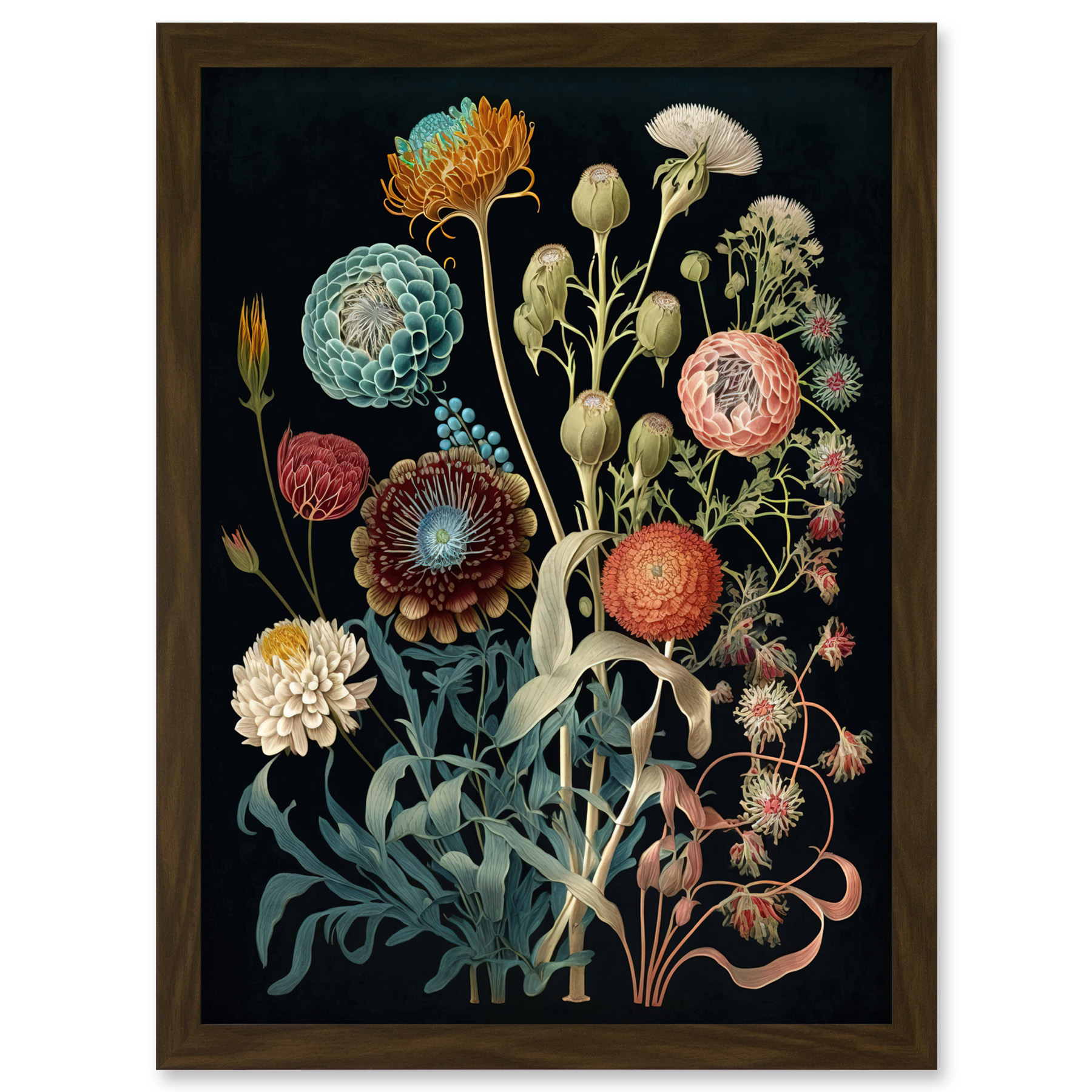 Vintage Botanical Ernst Haeckel Style Plant Study Framed Art