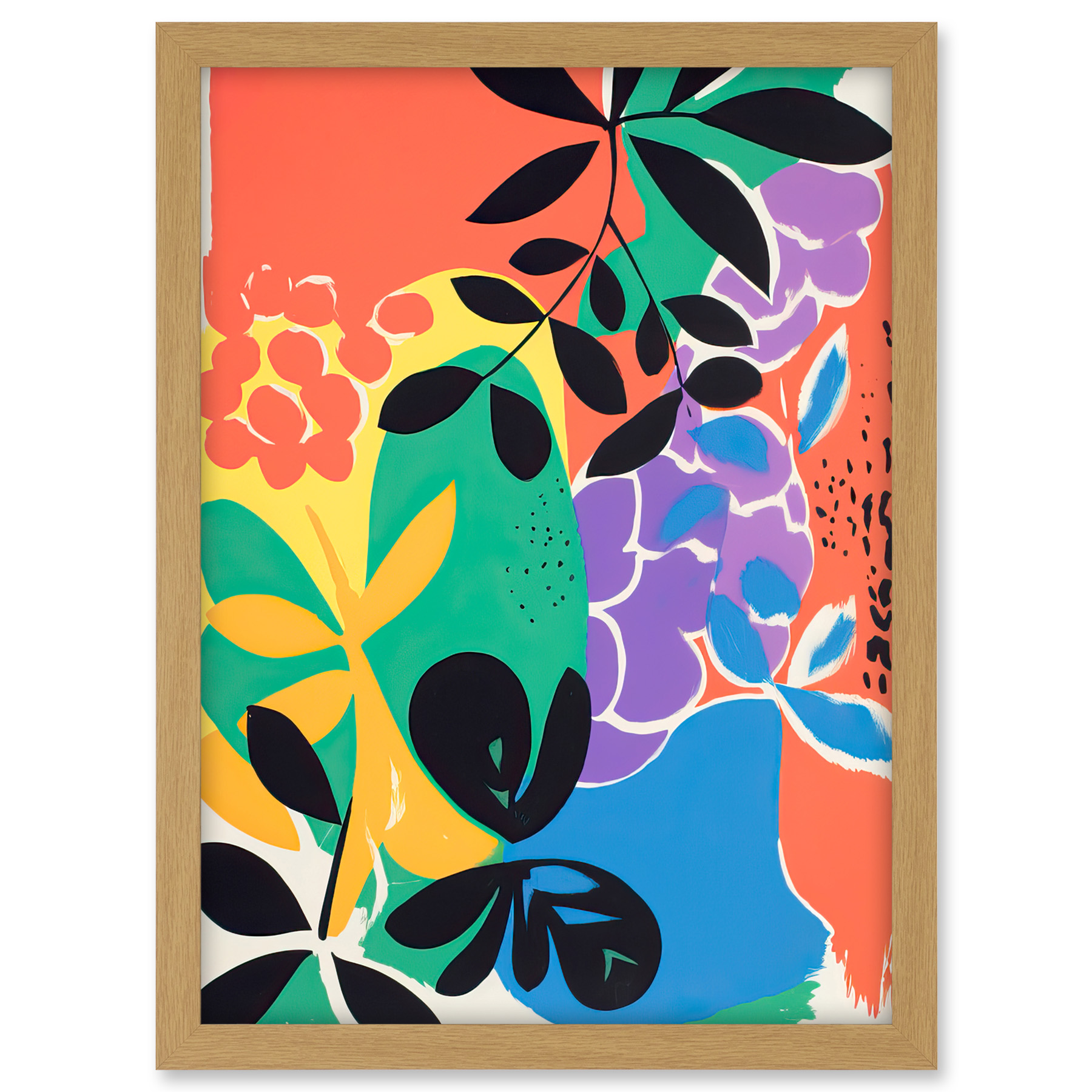 Henri Matisse Inspired Plant Shapes Painting Abstract Framed Wall Art Print A3 - Bild 20 von 31