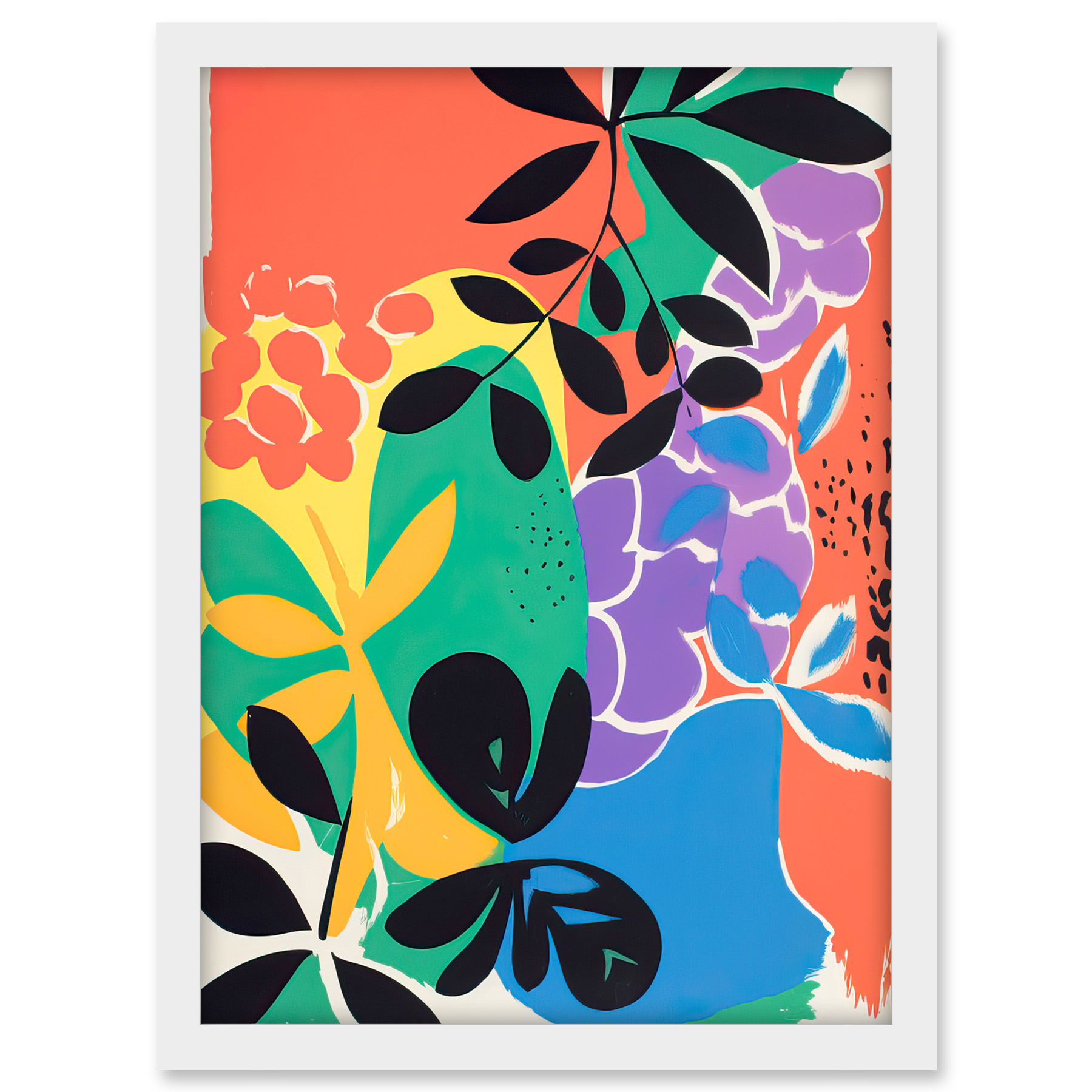 Henri Matisse Inspired Plant Shapes Painting Abstract Framed Wall Art Print A3 - Bild 26 von 31