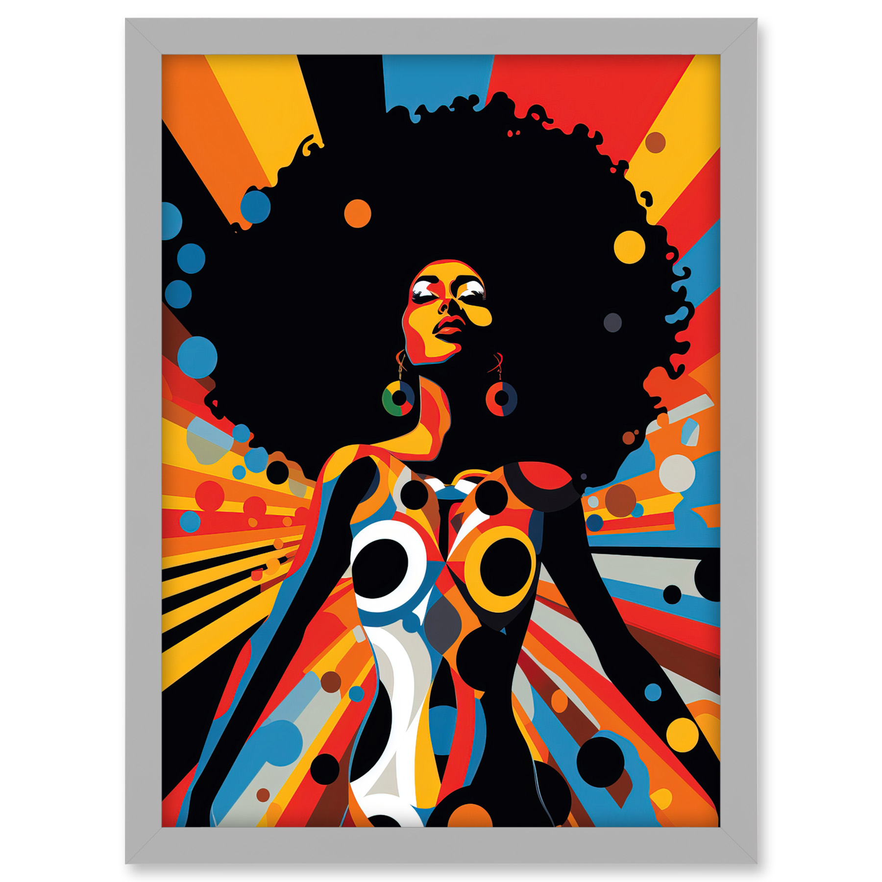 Afro Caribbean Woman Colour Explosion Modern Matriarch Framed Wall Art Print A3