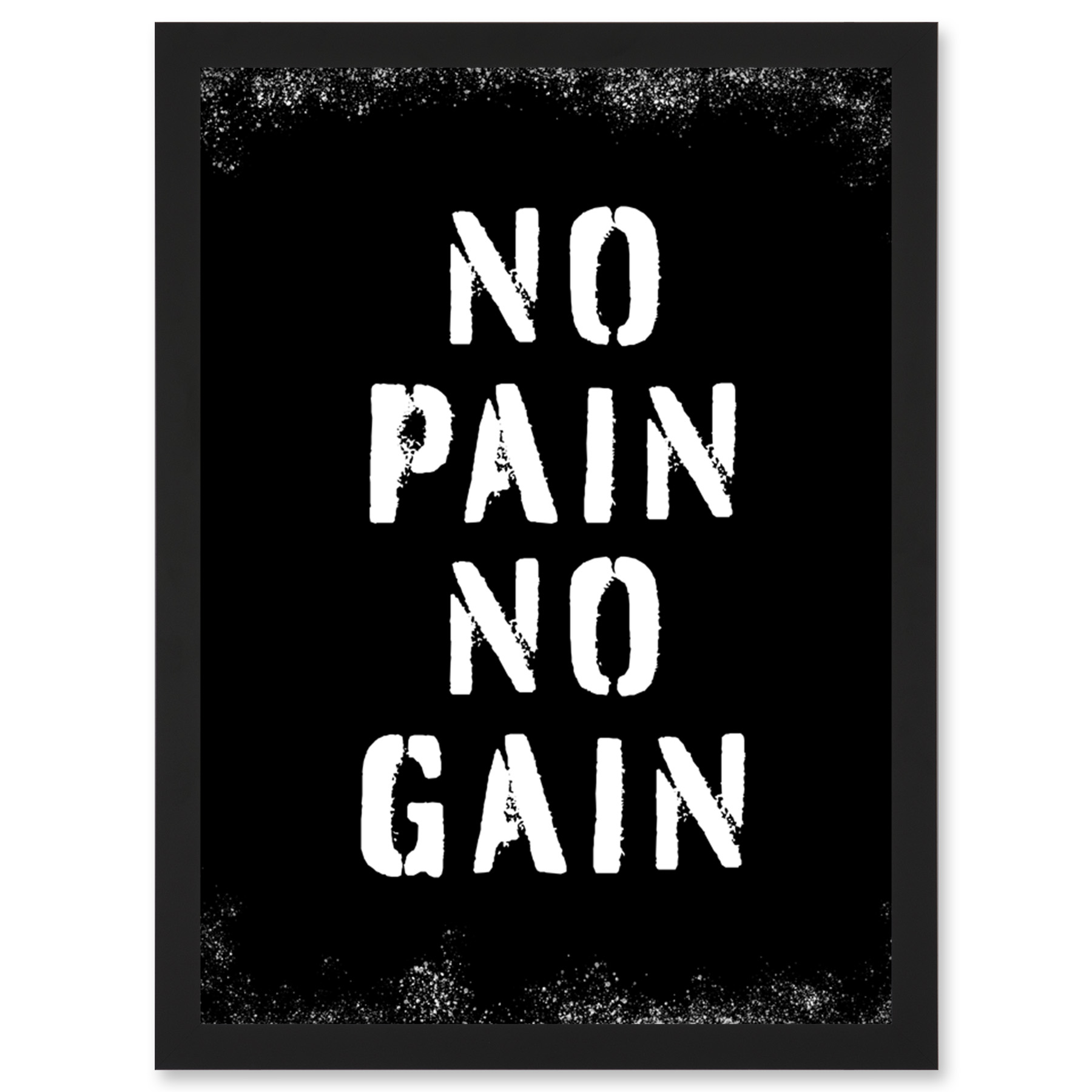 Exercise Decor Inspiration No Pain No Gain Gym Framed Wall Art Picture Print A4