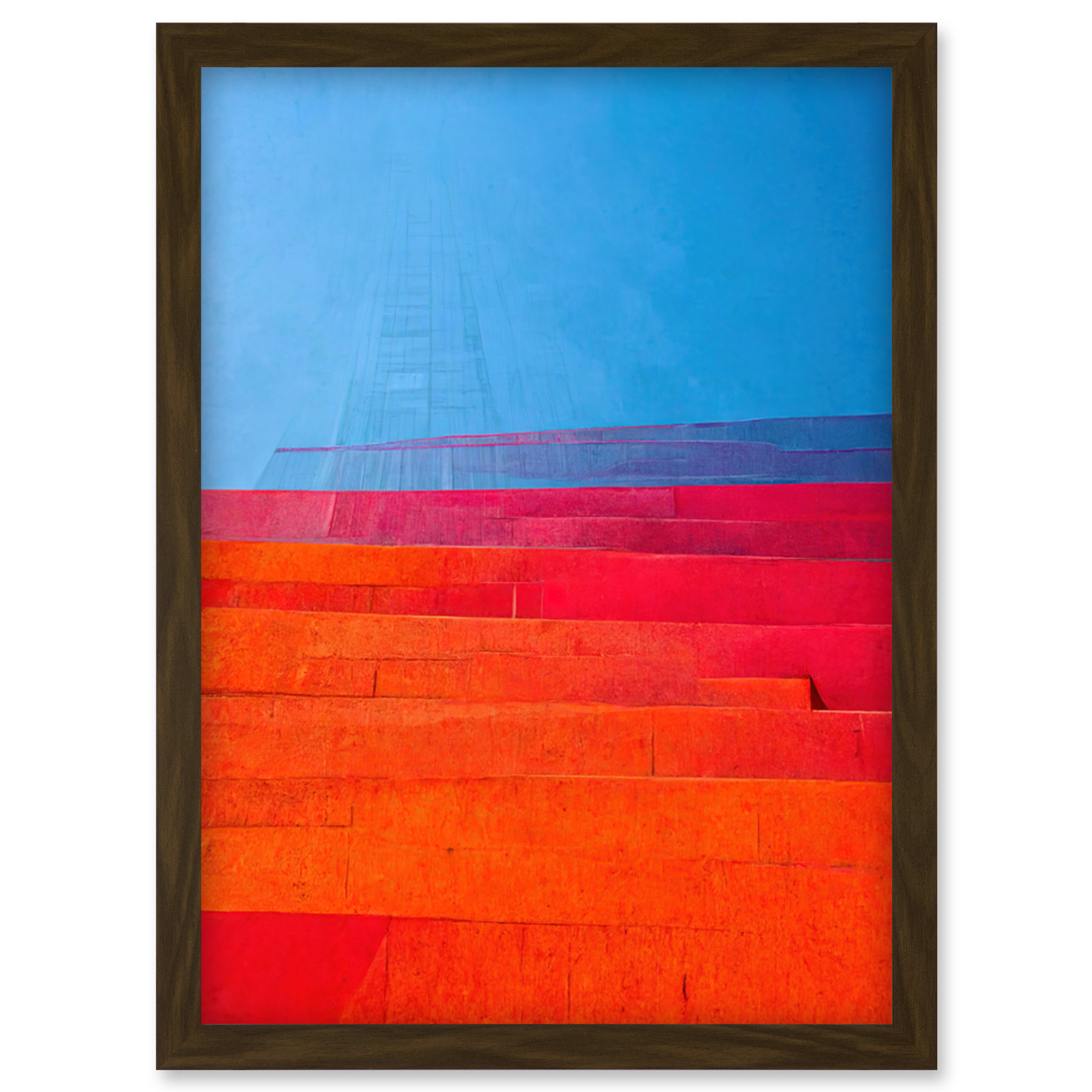 Stufen blau lila rosa orange rot gerahmtes Wandbild Bild Druck A4 - Bild 8 von 31