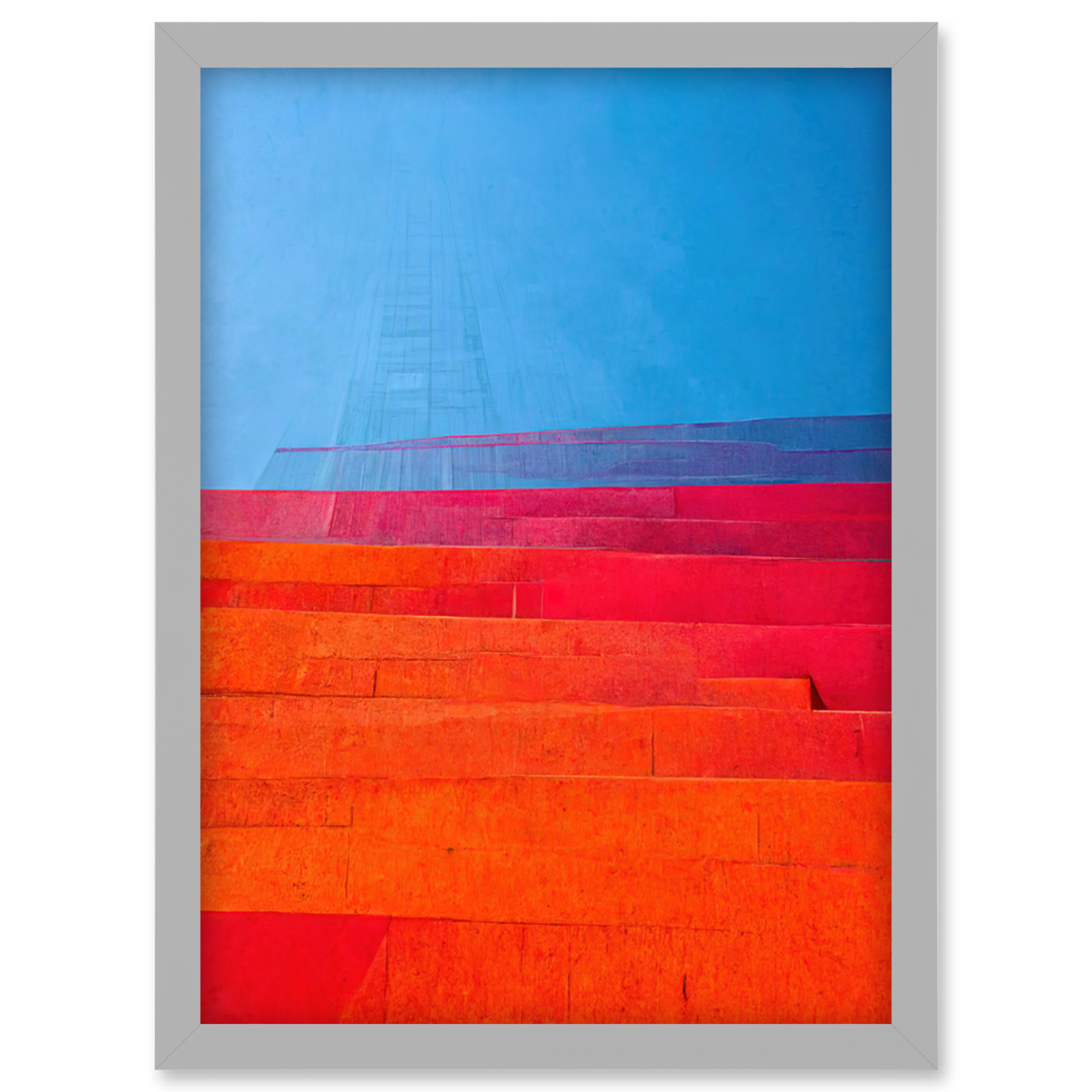 Stufen blau lila rosa orange rot gerahmtes Wandbild Bild Druck A4 - Bild 14 von 31