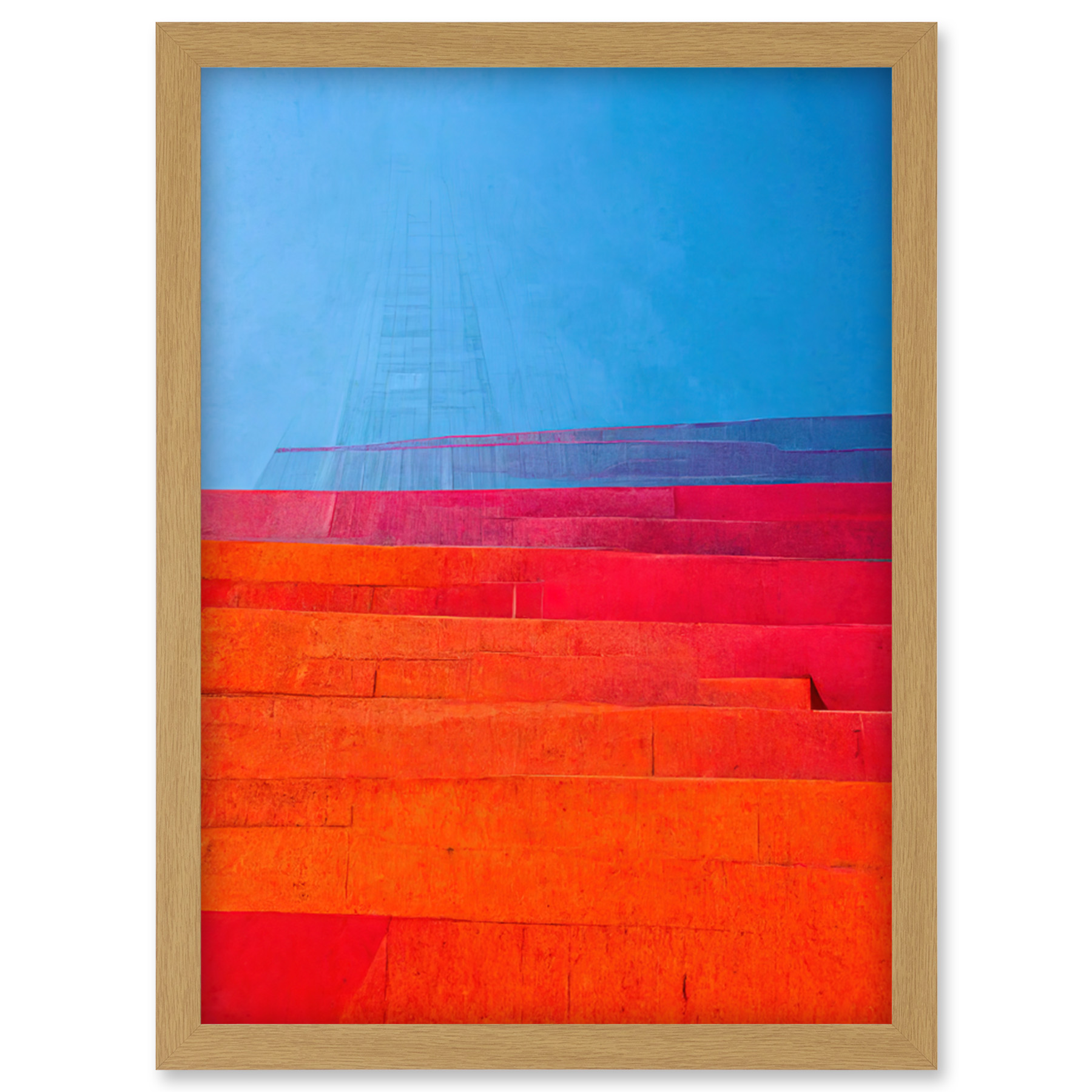 Stufen blau lila rosa orange rot gerahmtes Wandbild Bild Druck A4 - Bild 20 von 31