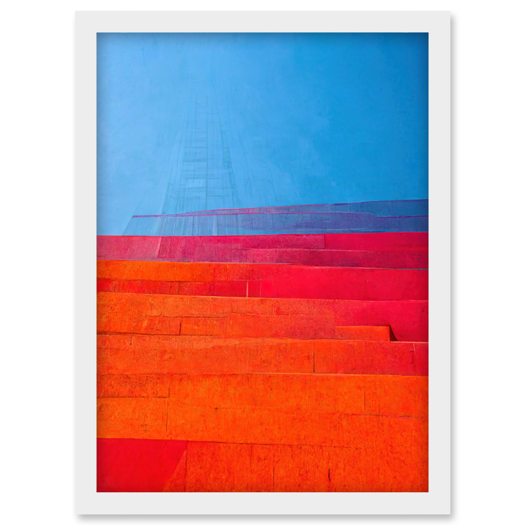 Stufen blau lila rosa orange rot gerahmtes Wandbild Bild Druck A4 - Bild 26 von 31