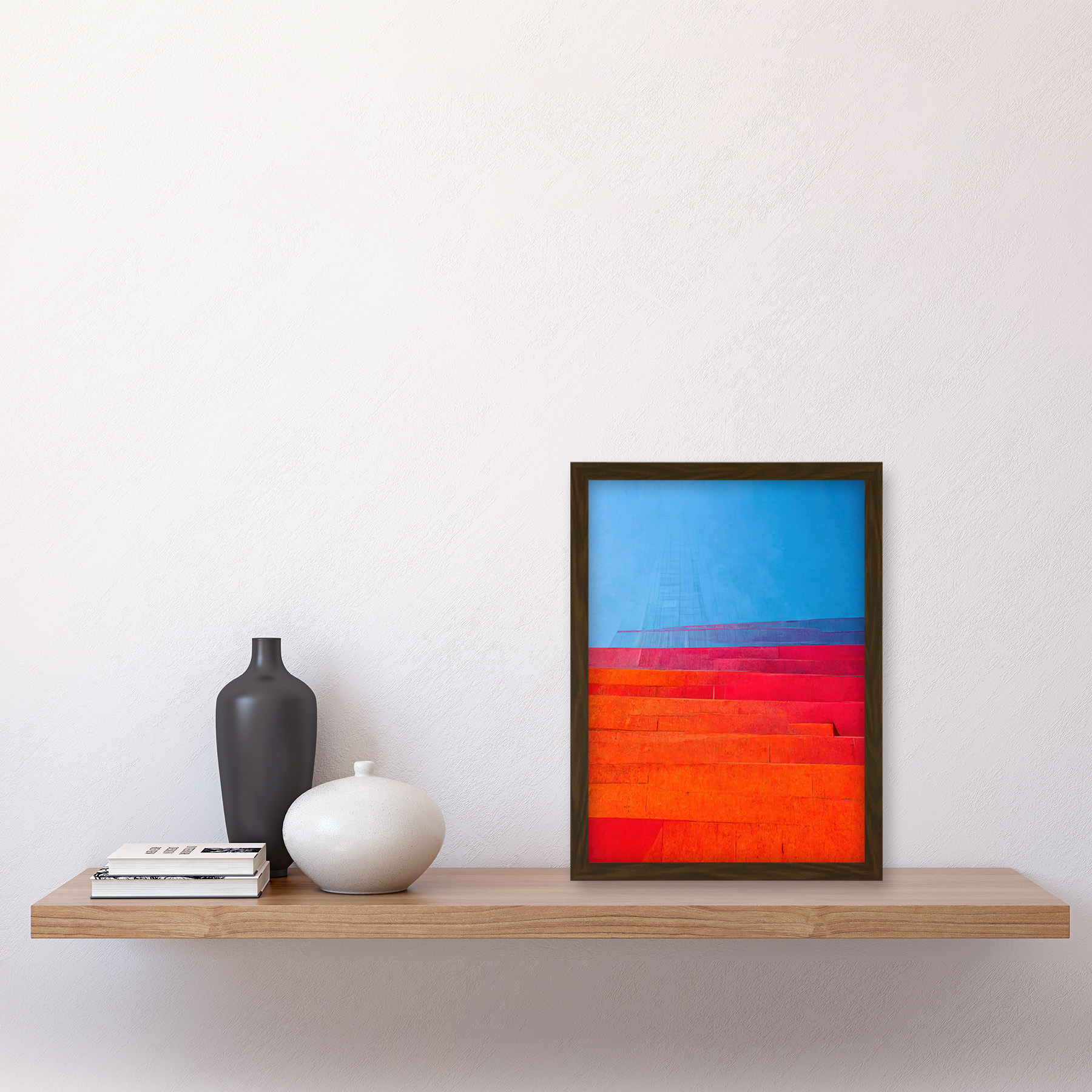 Stufen blau lila rosa orange rot gerahmtes Wandbild Bild Druck A4 - Bild 9 von 31