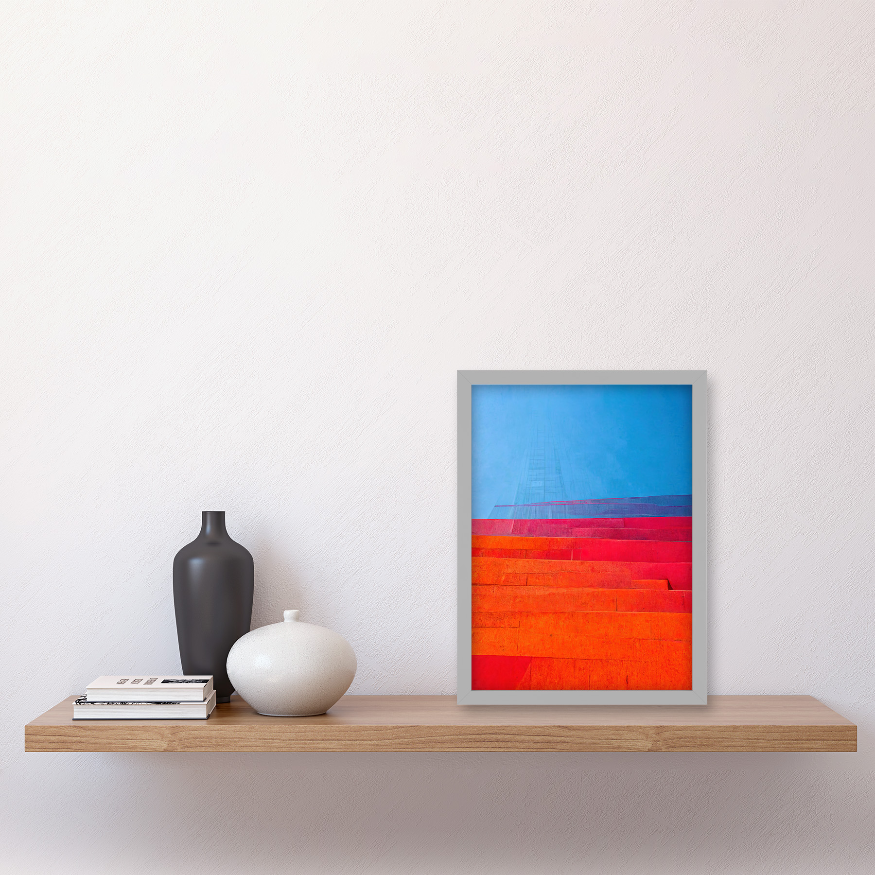 Stufen blau lila rosa orange rot gerahmtes Wandbild Bild Druck A4 - Bild 15 von 31