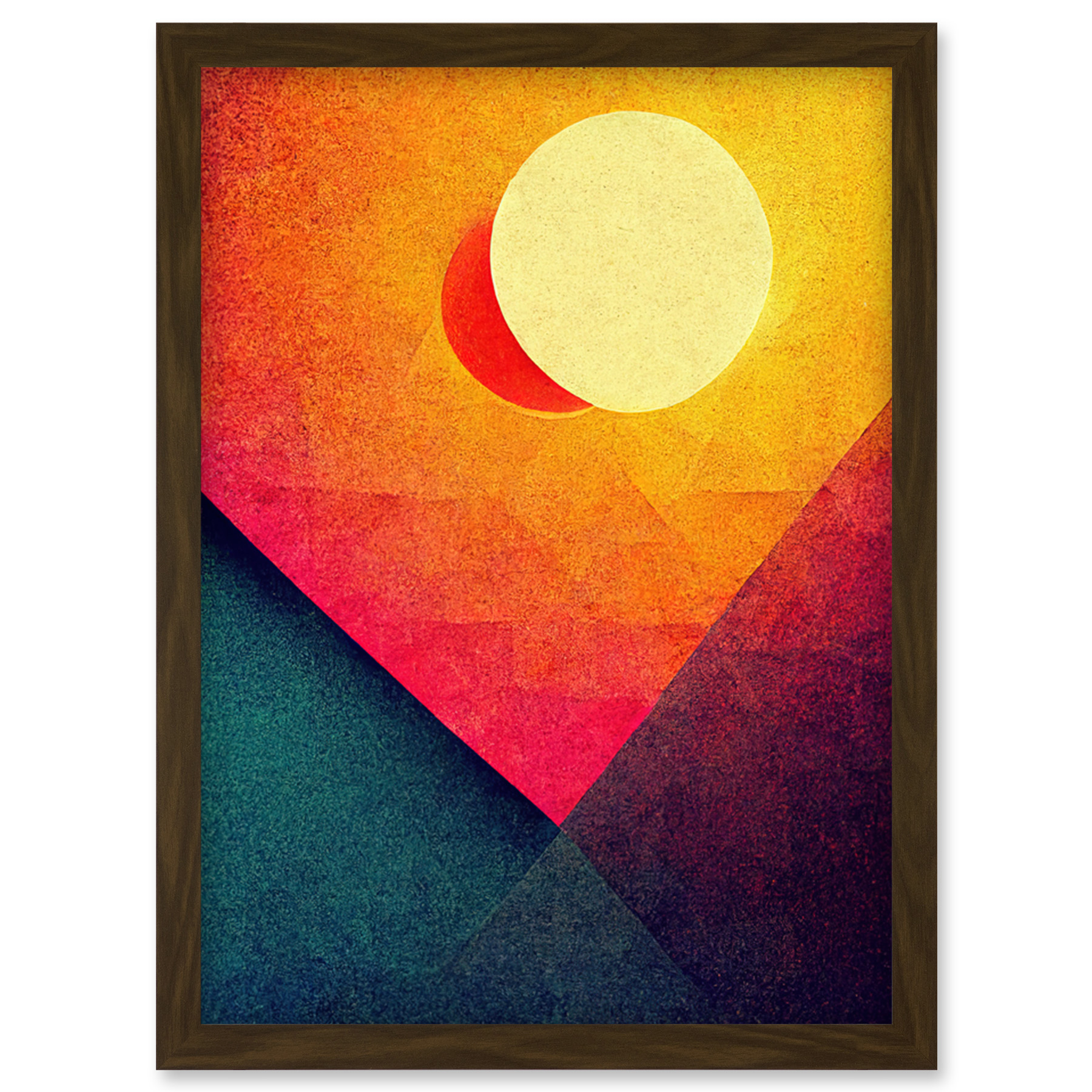 Geometric Retro Eclipse Moon Sun Sunset Framed Wall Art Picture Print A4 - Bild 8 von 31