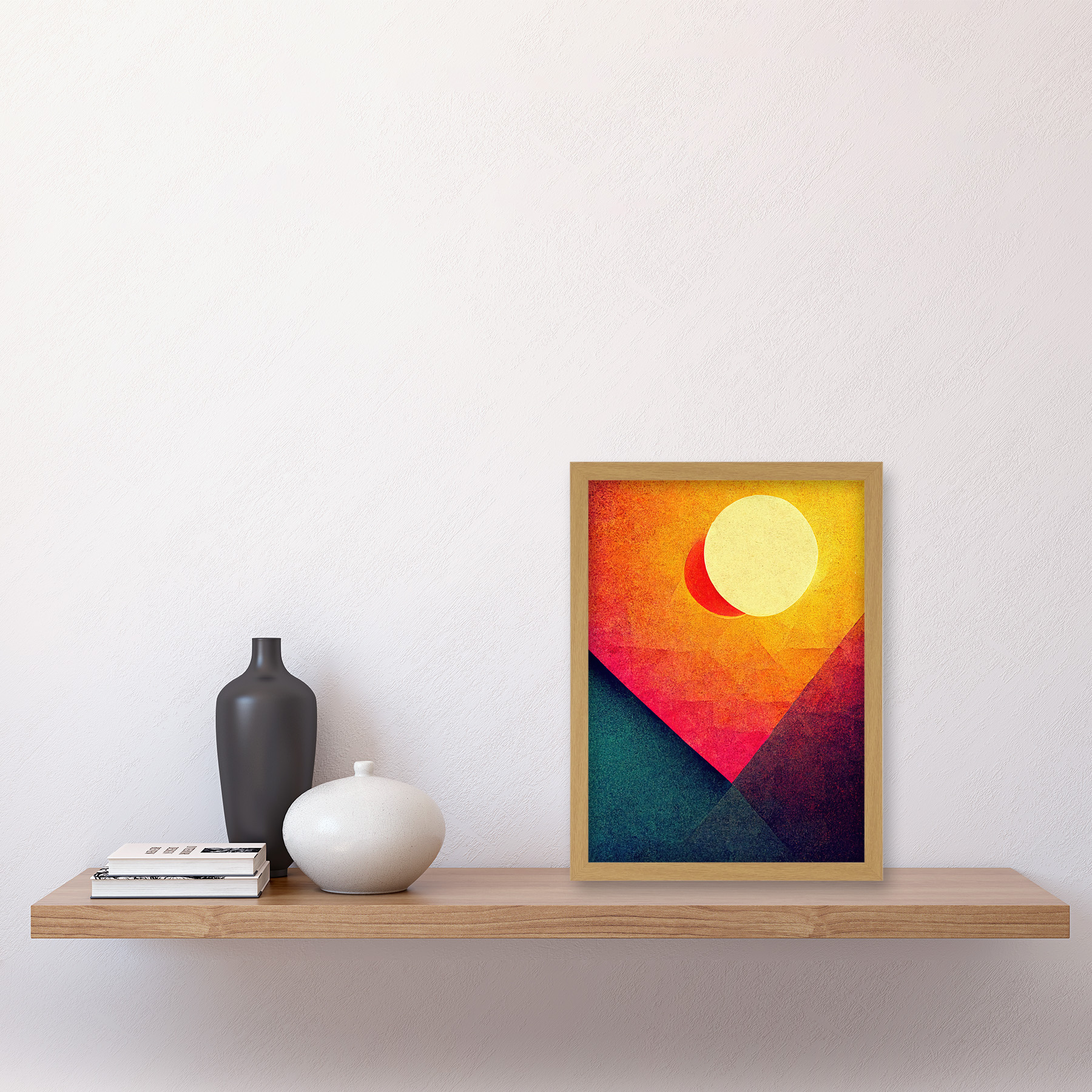 Geometric Retro Eclipse Moon Sun Sunset Framed Wall Art Picture Print A4 - Bild 21 von 31