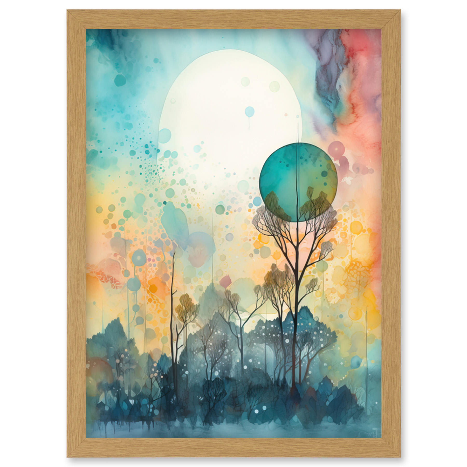 Winter Forest Landscape Dreamland Partial Eclipse Framed Art Picture Print A4
