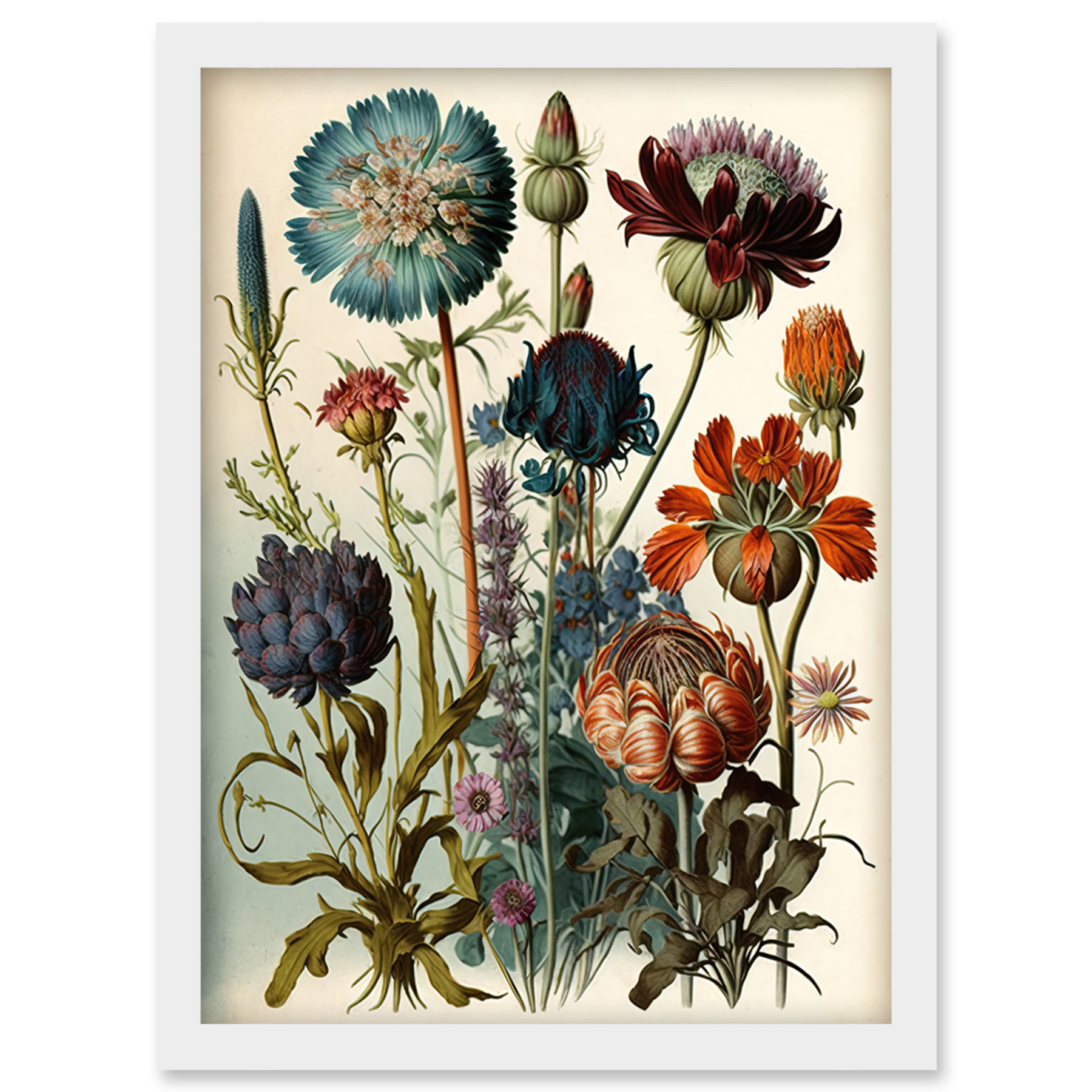 Vintage Botanical Illustration Haeckel Inspired Framed Wall Art Picture Print A4