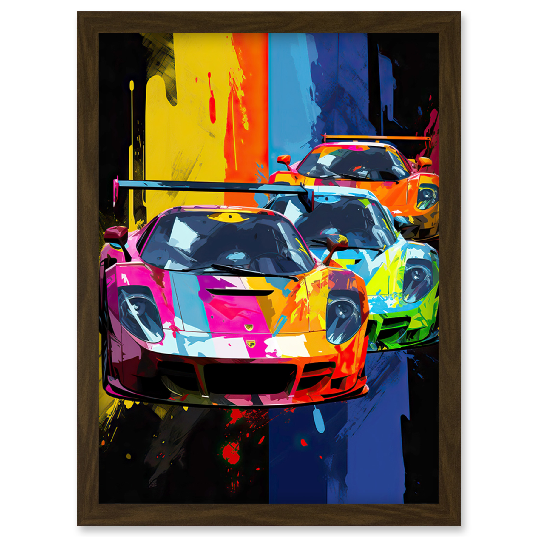 Sport Racing Cars Vibrant Supercar Race Mancave Gift for Him Framed Art Print A4 - Picture 8 of 31