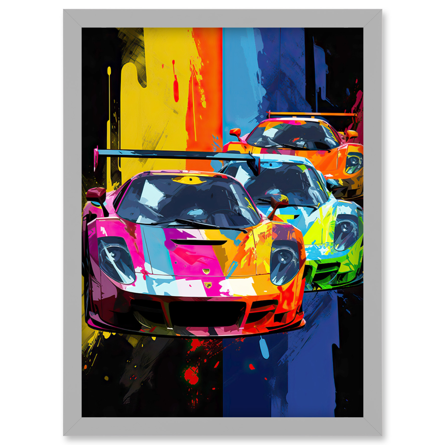 Sport Racing Cars Vibrant Supercar Race Mancave Gift for Him Framed Art Print A4 - Picture 14 of 31