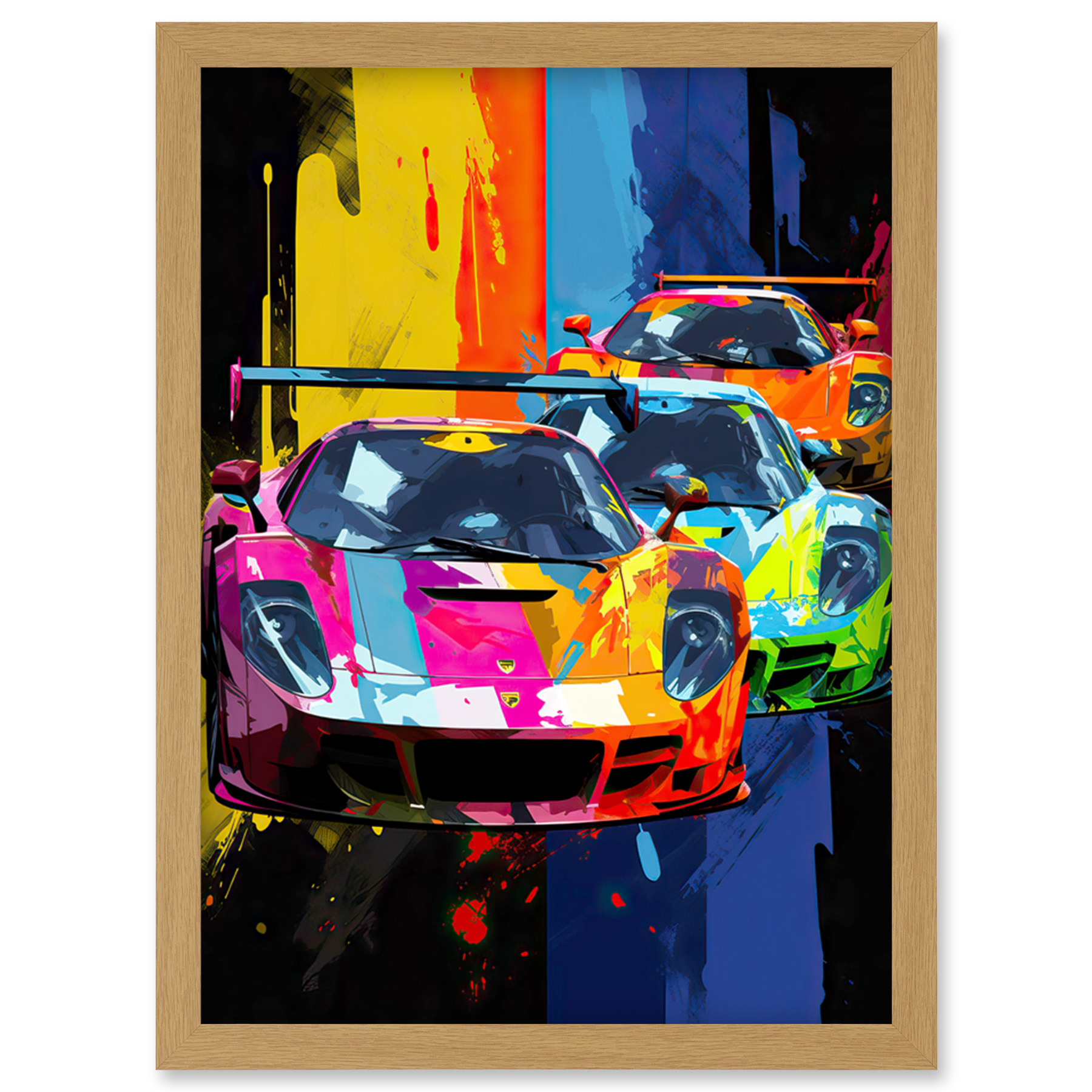 Sport Racing Cars Vibrant Supercar Race Mancave Gift for Him Framed Art Print A4 - Picture 20 of 31
