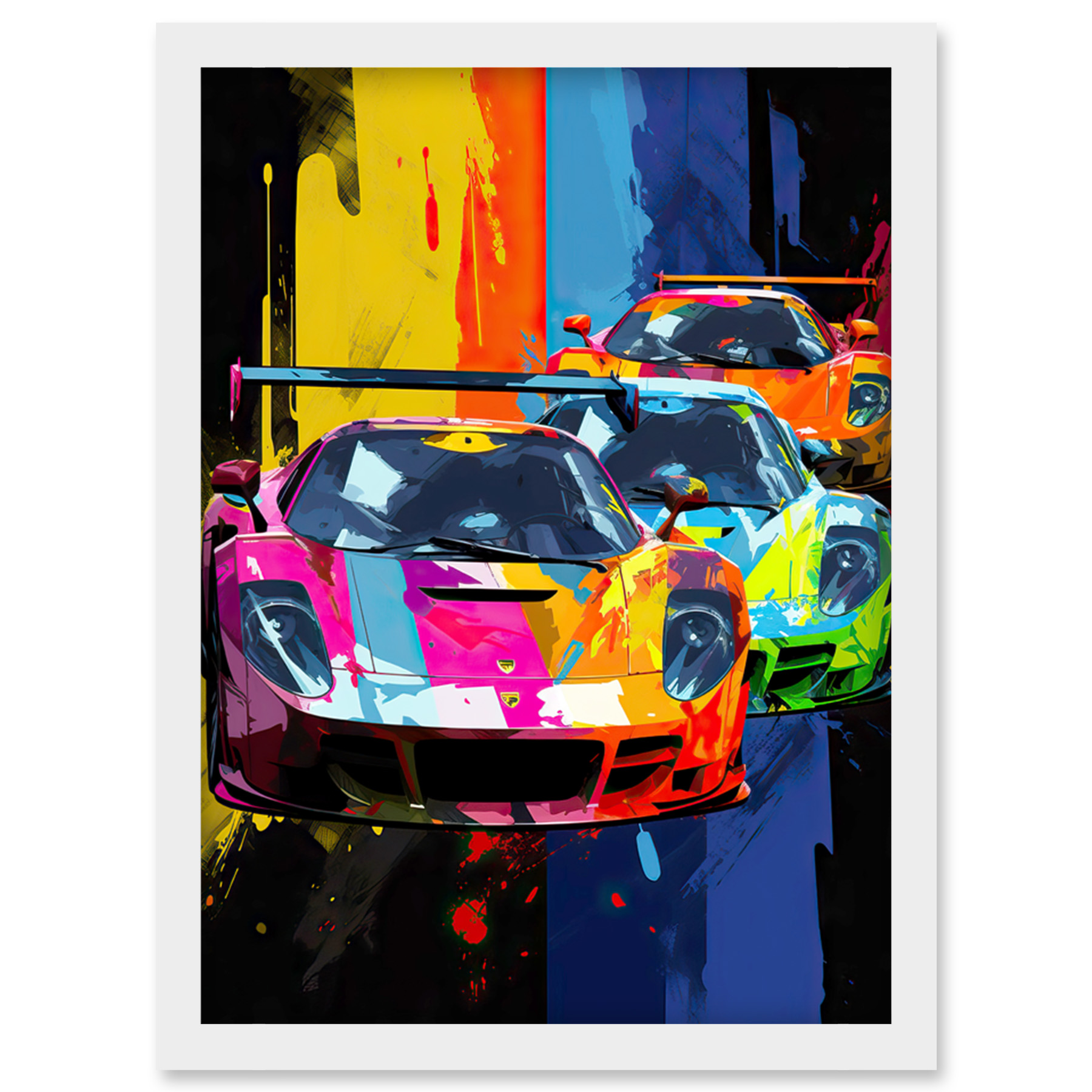 Sport Racing Cars Vibrant Supercar Race Mancave Gift for Him Framed Art Print A4 - Picture 26 of 31