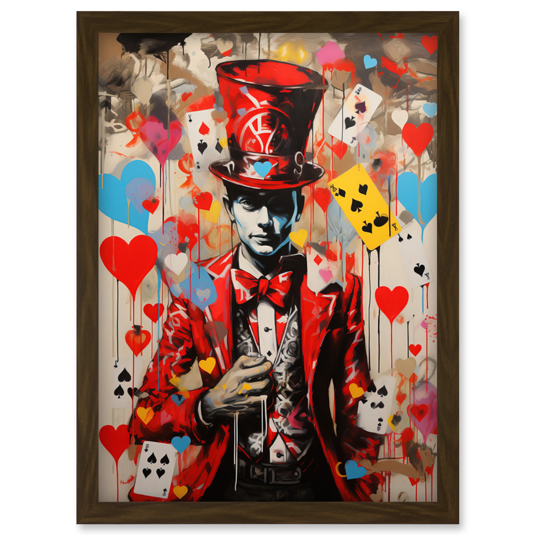 The King of Hearts Modern Magician Magical Playing Cards Framed Art Print A4