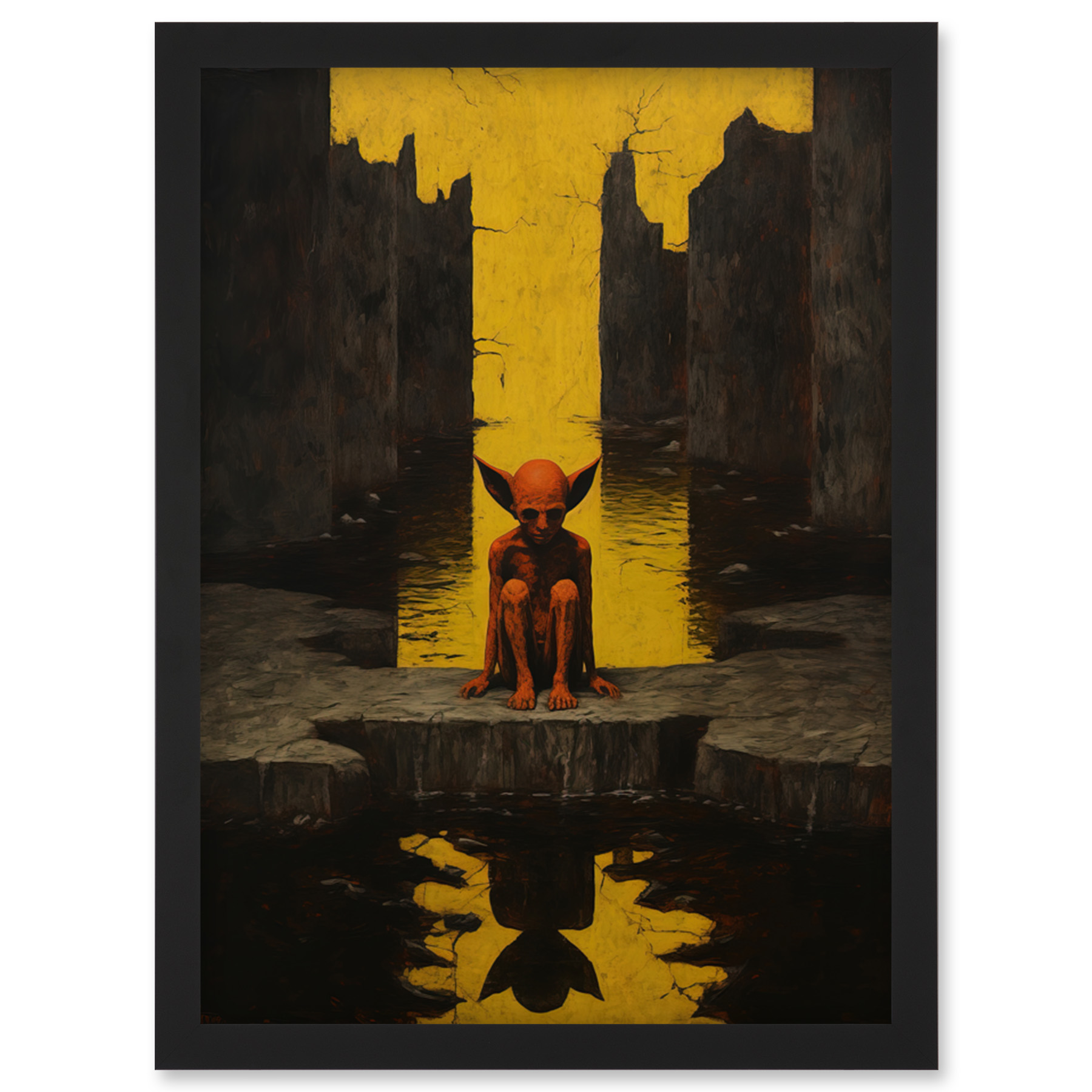 Nosferatu Lair Conceptual Painting Castle Ruins Demon Framed Wall Art Print A4