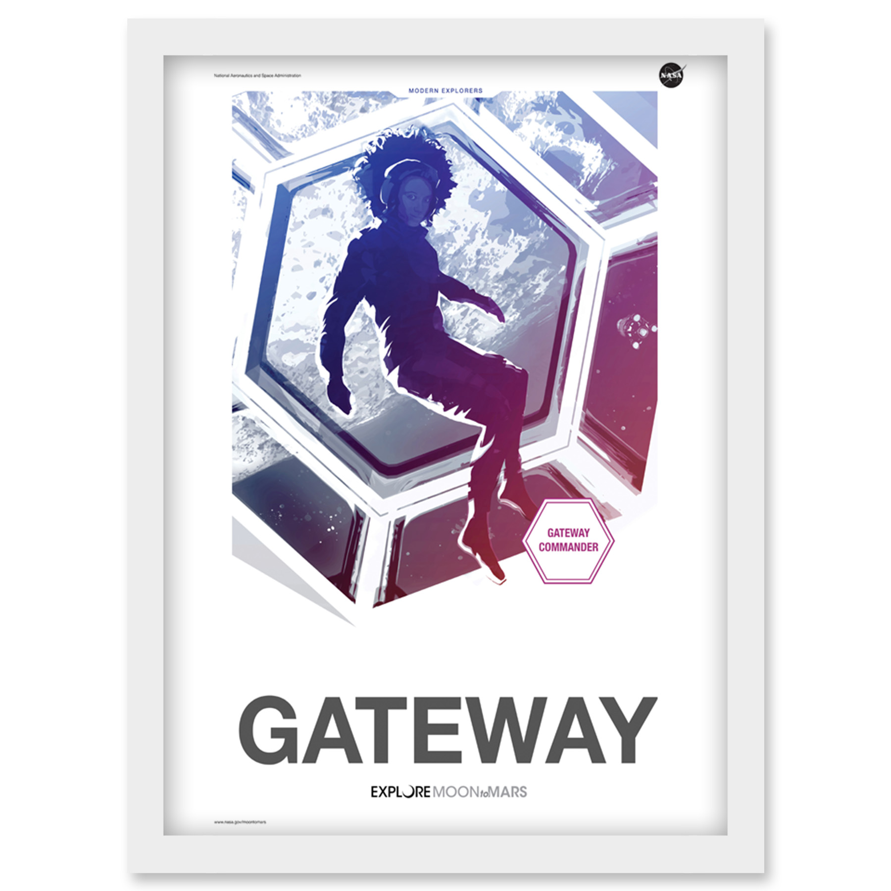 NASA Modern Explorers Moon Mars Gateway Commander Artemis Poster Framed Art A4