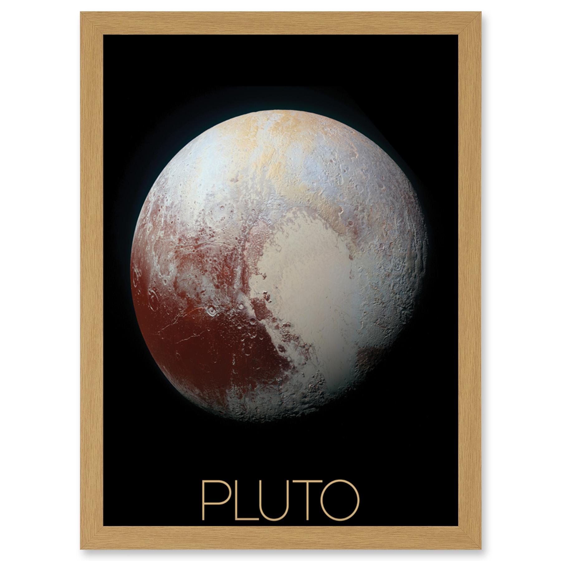 NASA Our Solar System Pluto New Horizons Enhanced Colour Image Framed Art A4