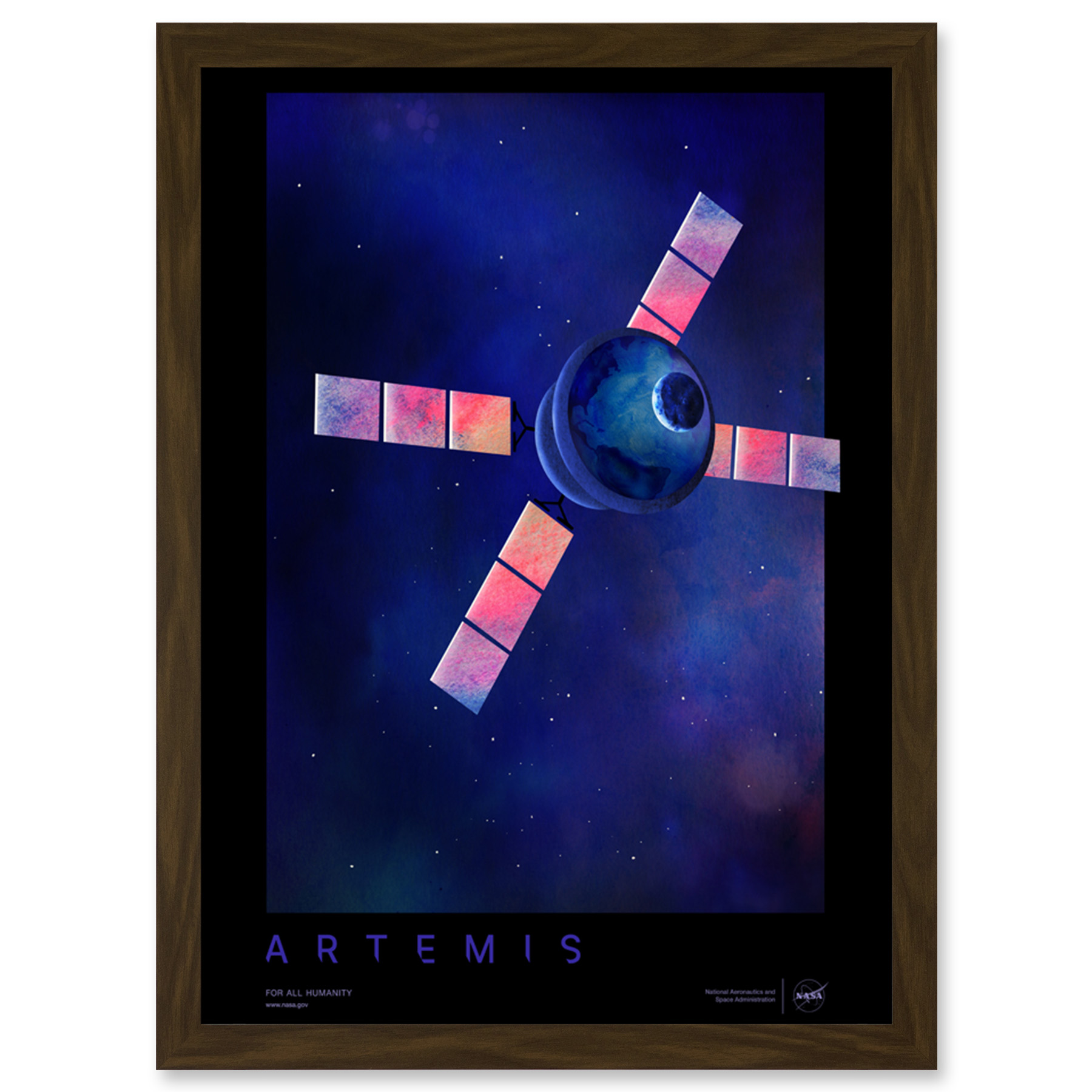 NASA Artemis Moon Mission Courageous Travel Poster Framed Art Picture Print A4