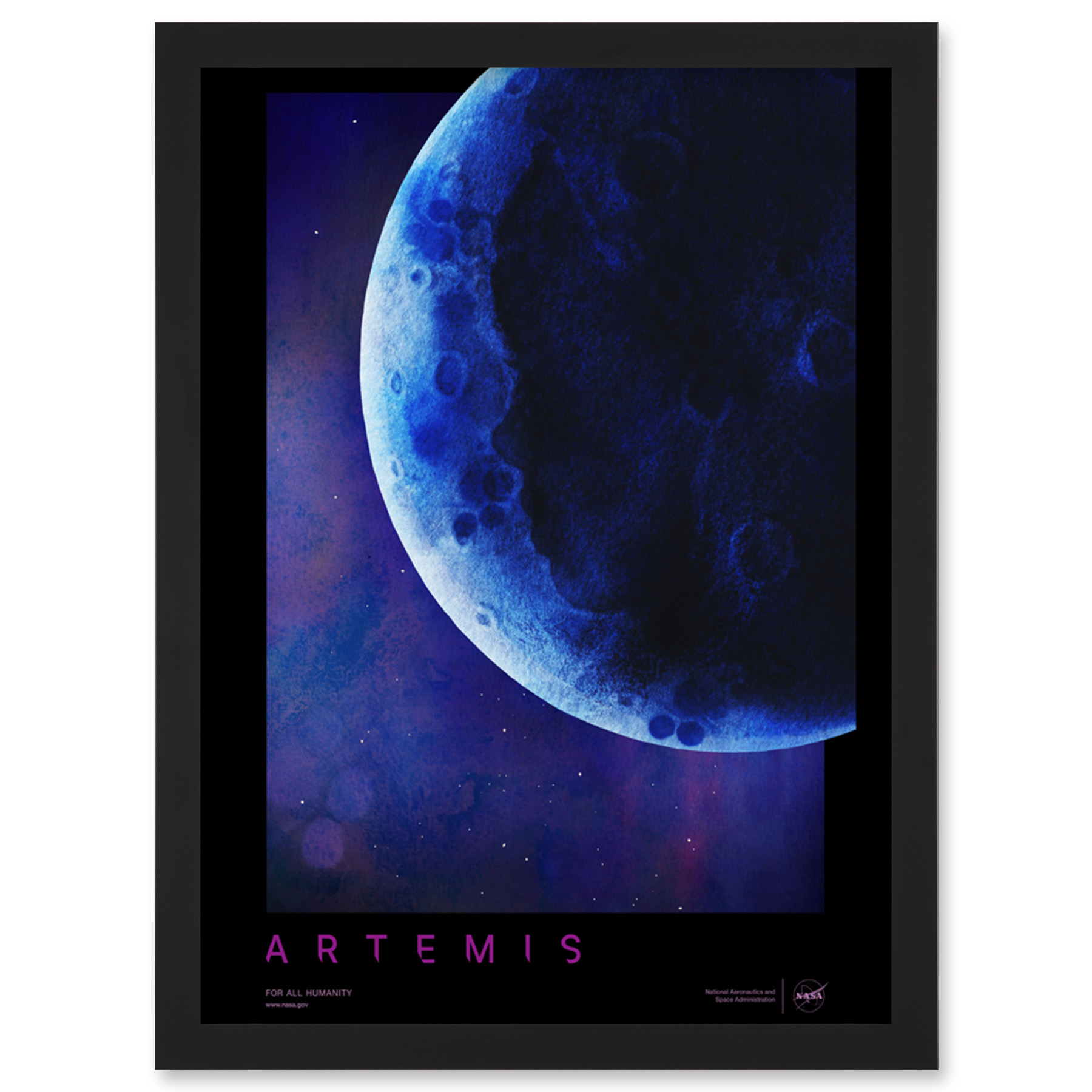 NASA Artemis Moon Mission Galvanizing Travel Poster Framed Art Picture Print A4
