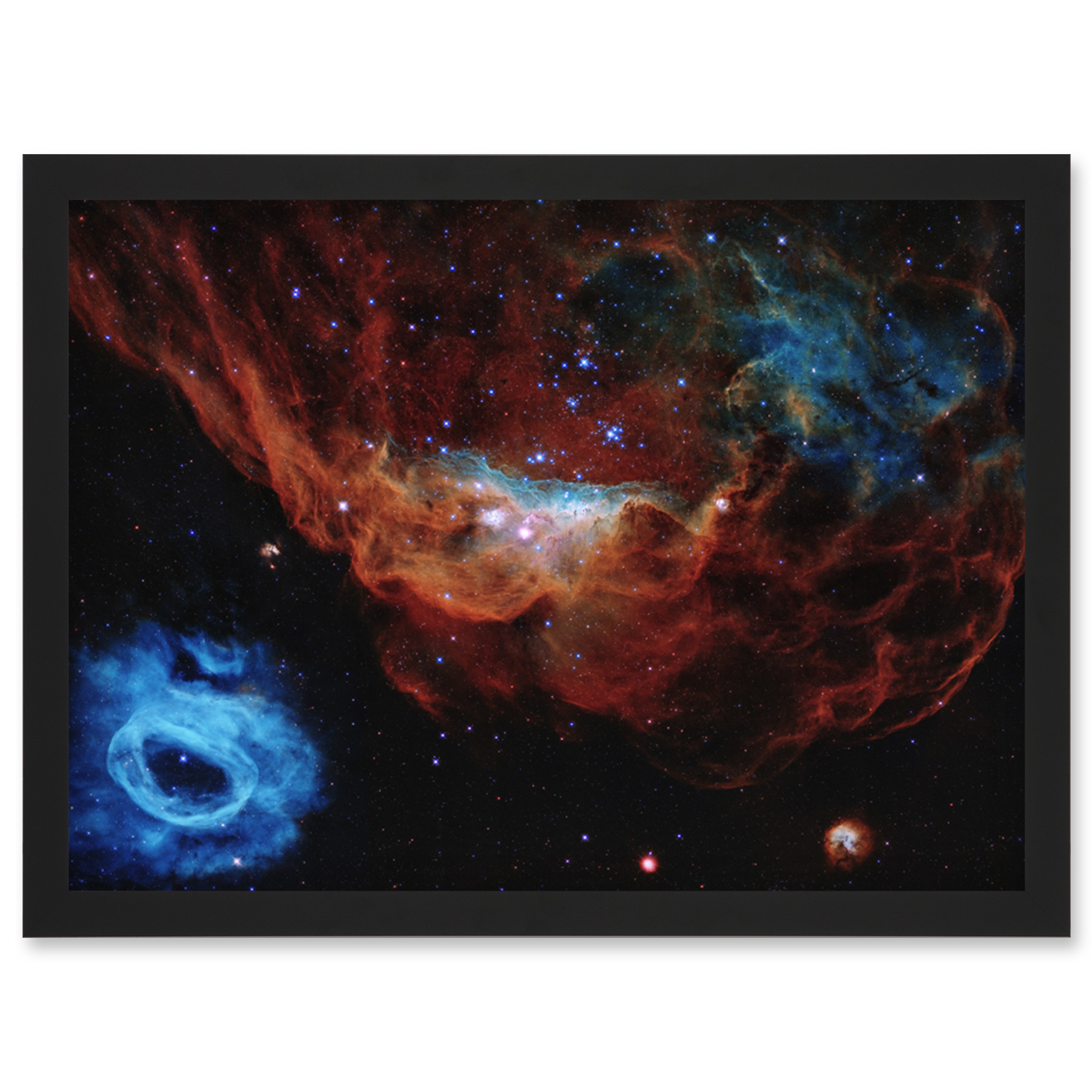 Hubble Space Telescope Image Cosmic Reef Red Blue Nebula Framed Art Print A4