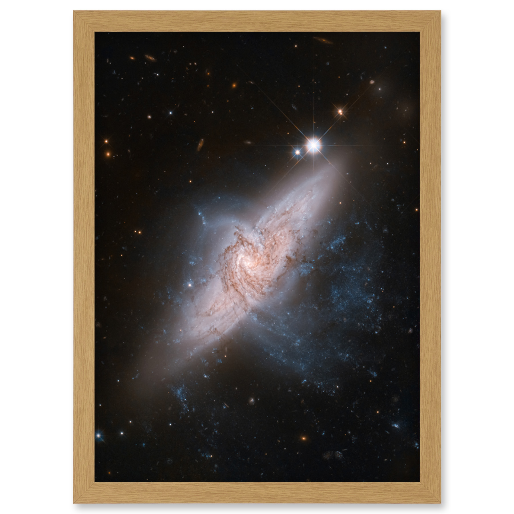 Hubble Space Telescope Chance Alignment Between Galaxies Framed Art Print A4
