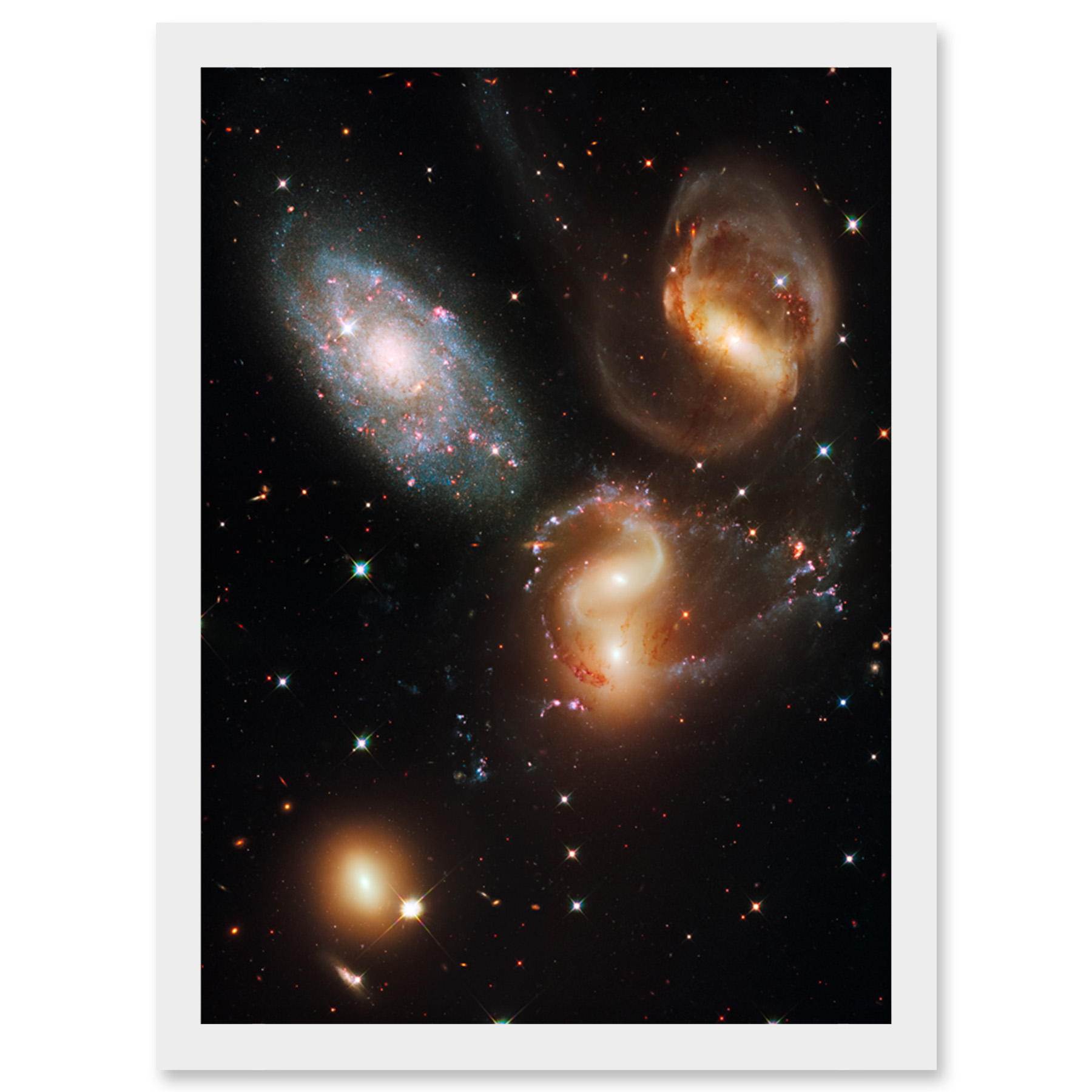 Hubble Space Telescope Galactic Wreckage In Stephan's Quintet Framed Wall Art A4
