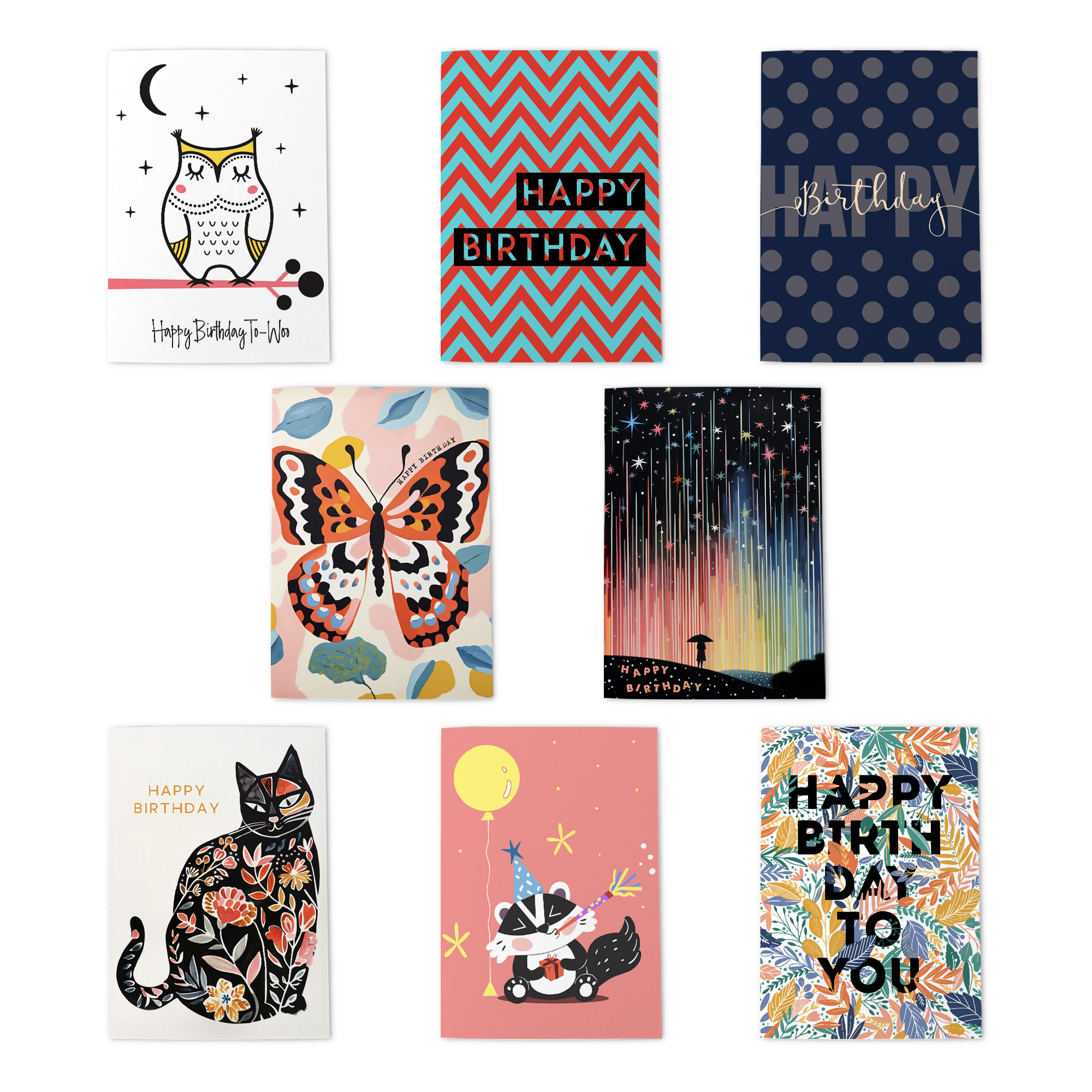 Adult Birthday Multipack Of 8 Cards Bold Contemporary Celebration Themes