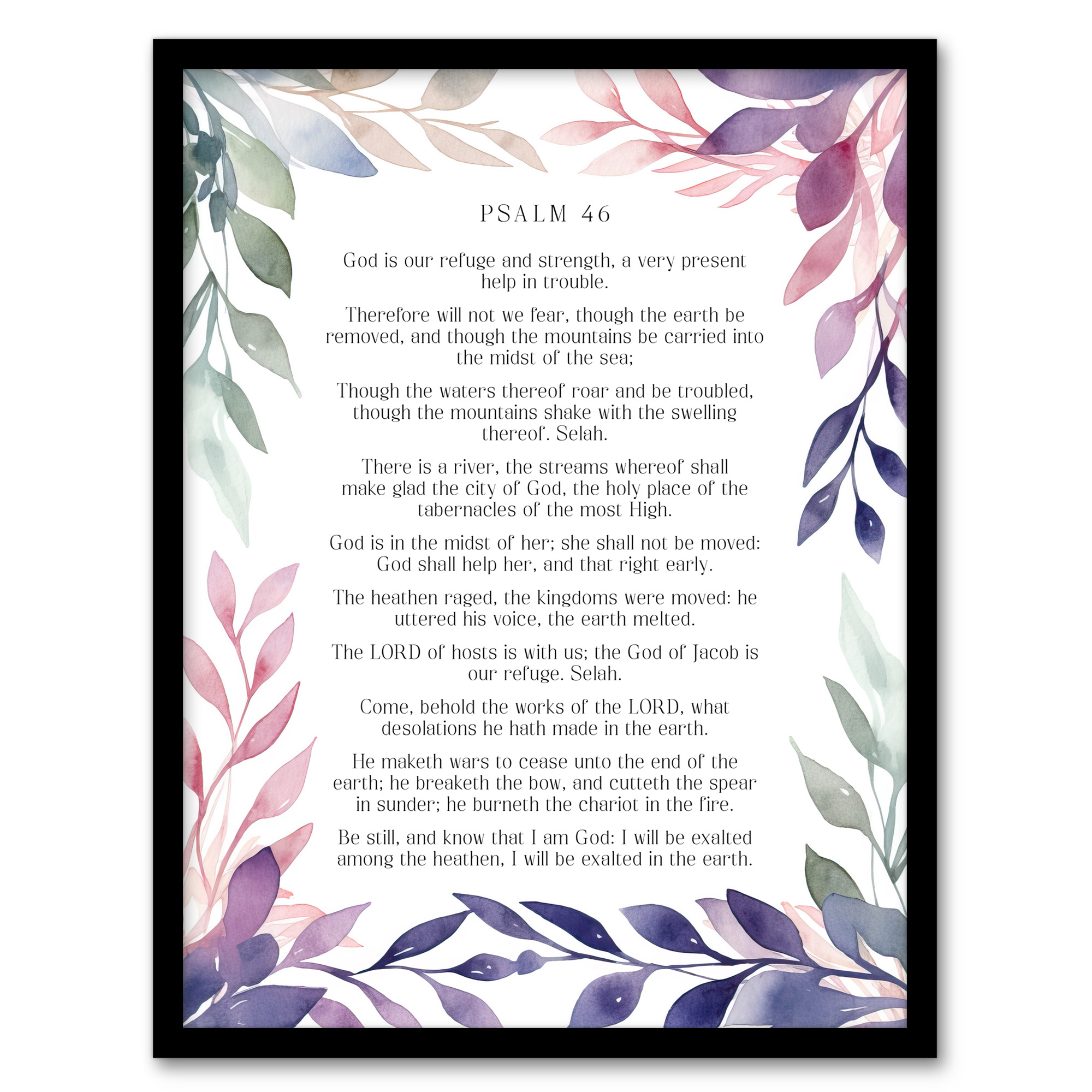 Psalm 46 Our Refuge and Strength Old Testament Bible Quote Wall Art Poster Print