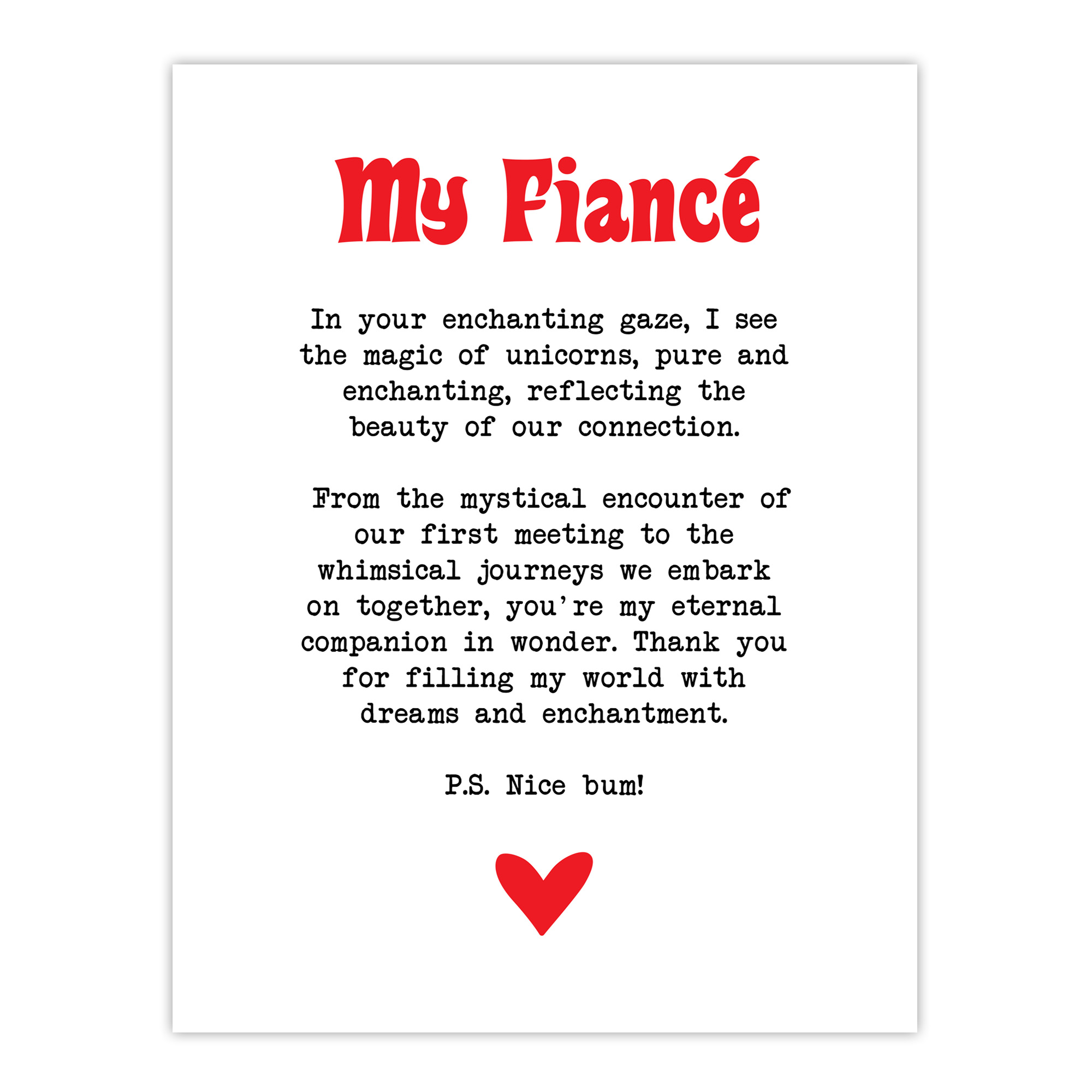 Love Poem Unicorn Magic Fiancé Romantic Poetry Wall Art Poster Print