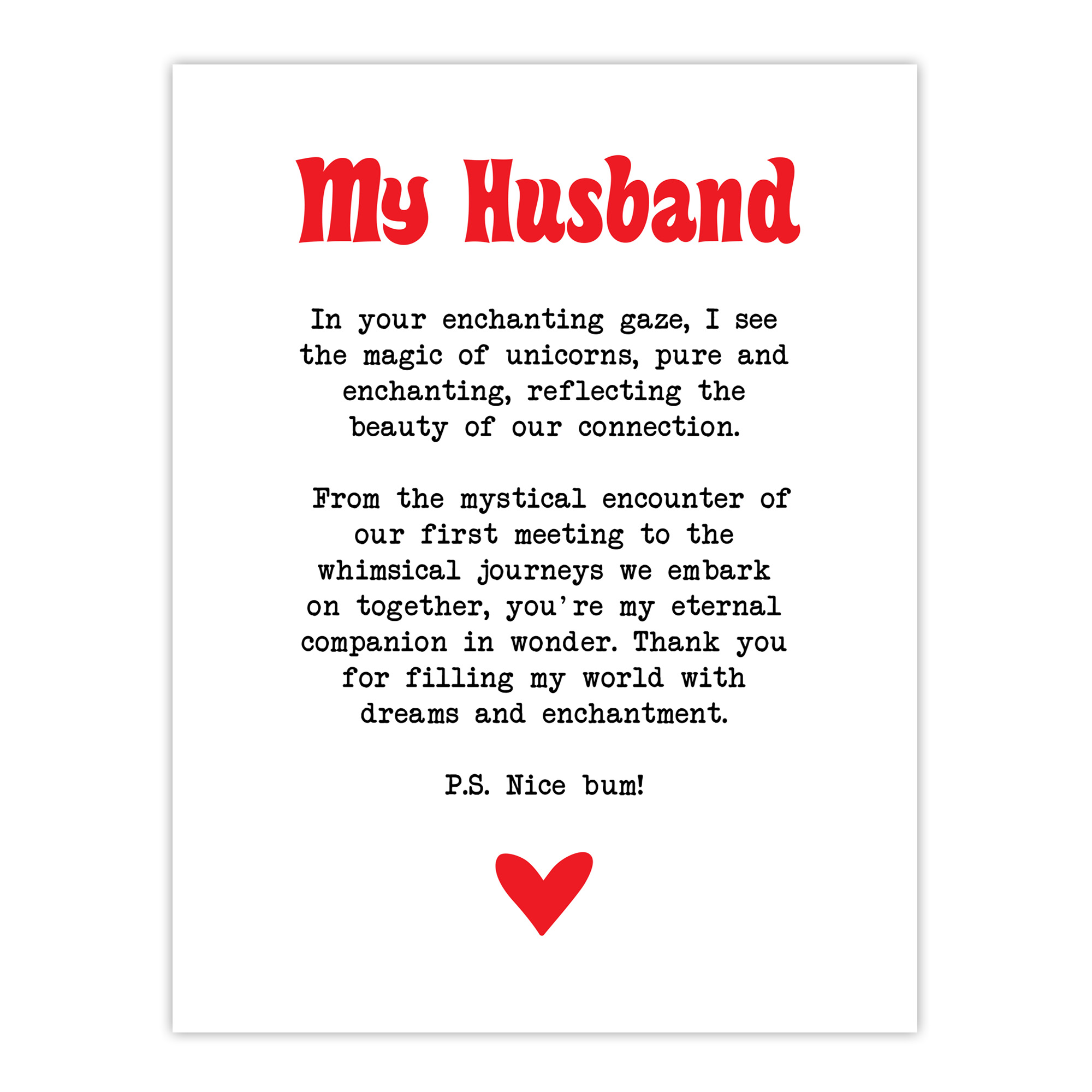 Love Poem Unicorn Magic Husband Romantic Poetry Wall Art Poster Print