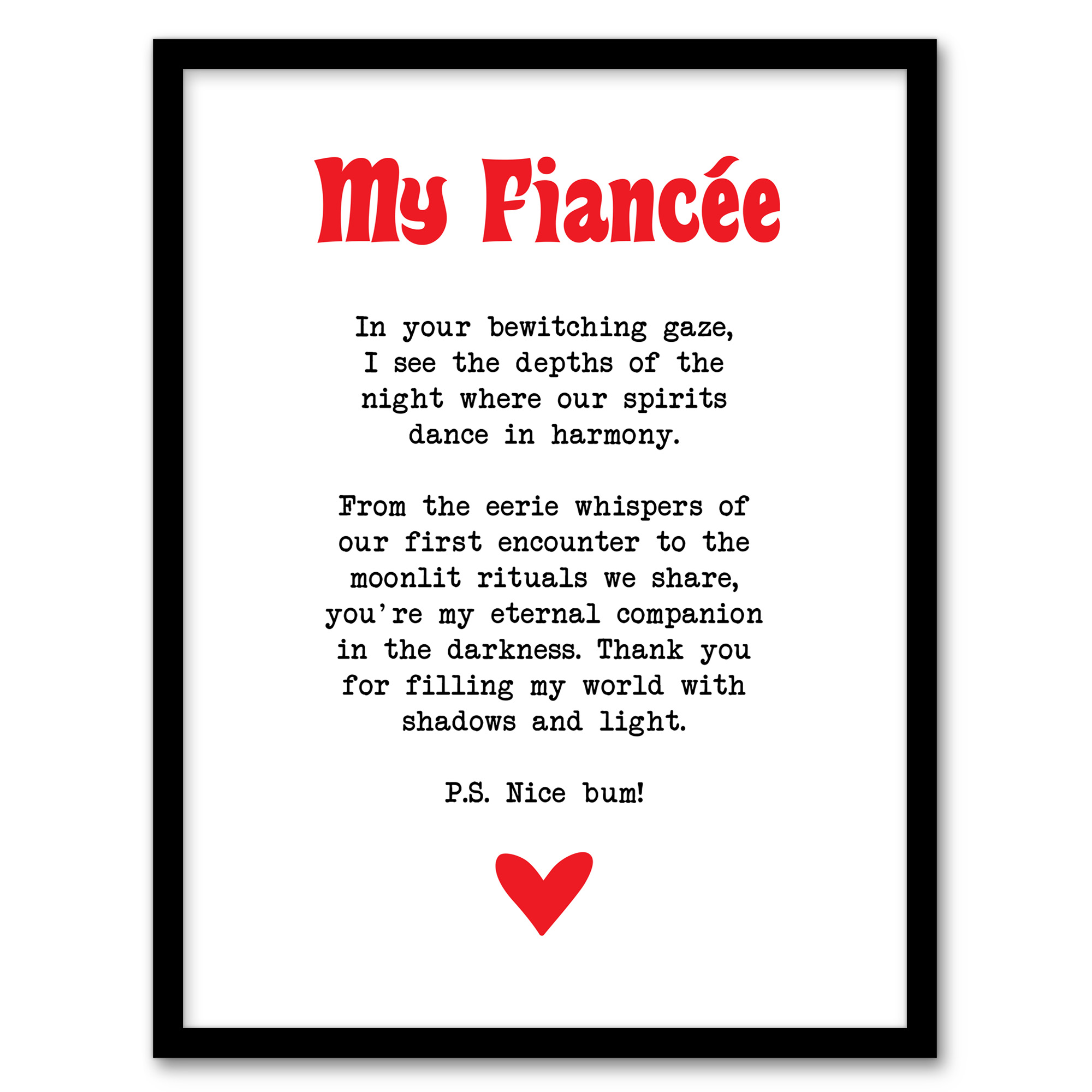 Love Poem Goth Fiancée Romantic Poetry Fun Wall Art Poster Print
