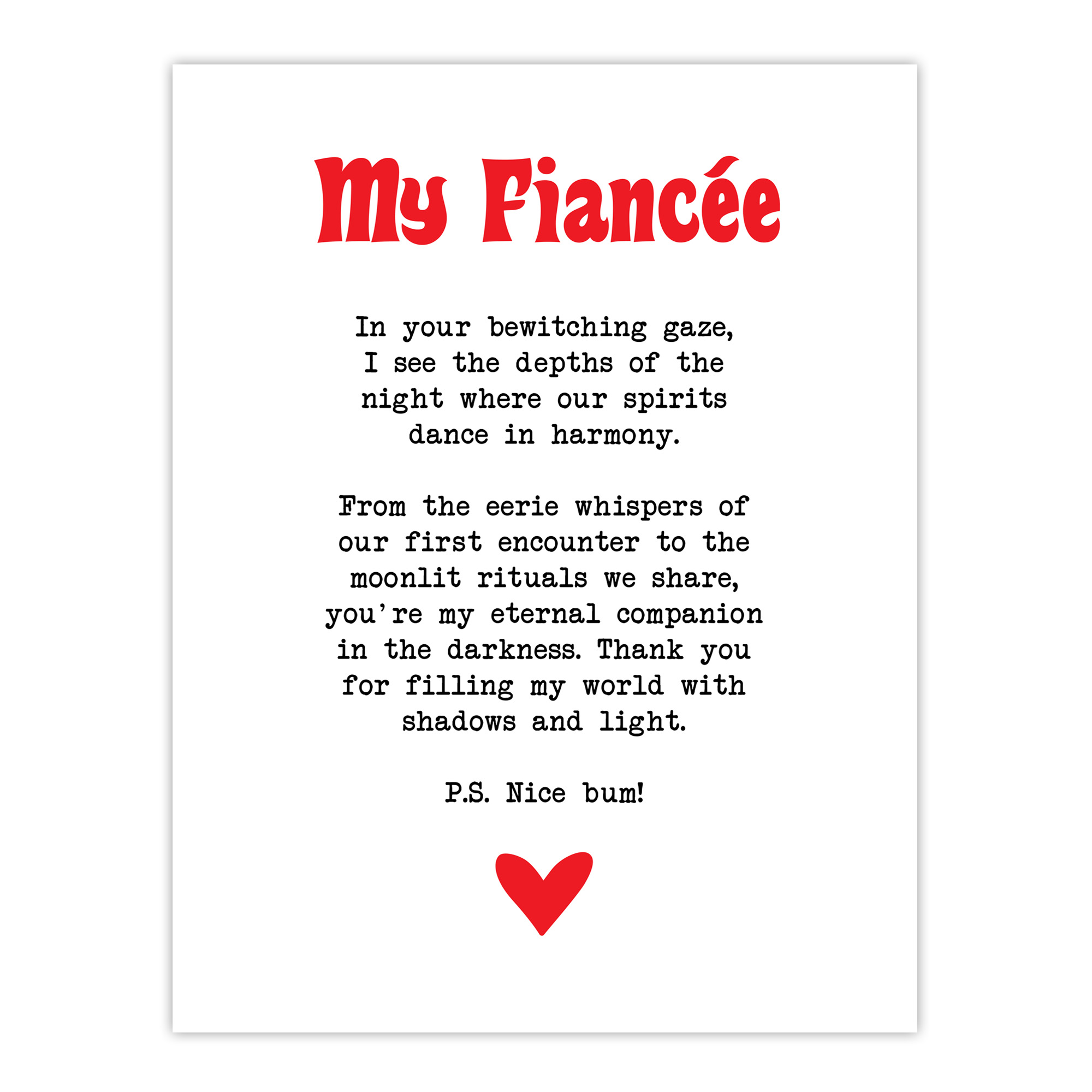 Love Poem Goth Fiancée Romantic Poetry Fun Wall Art Poster Print