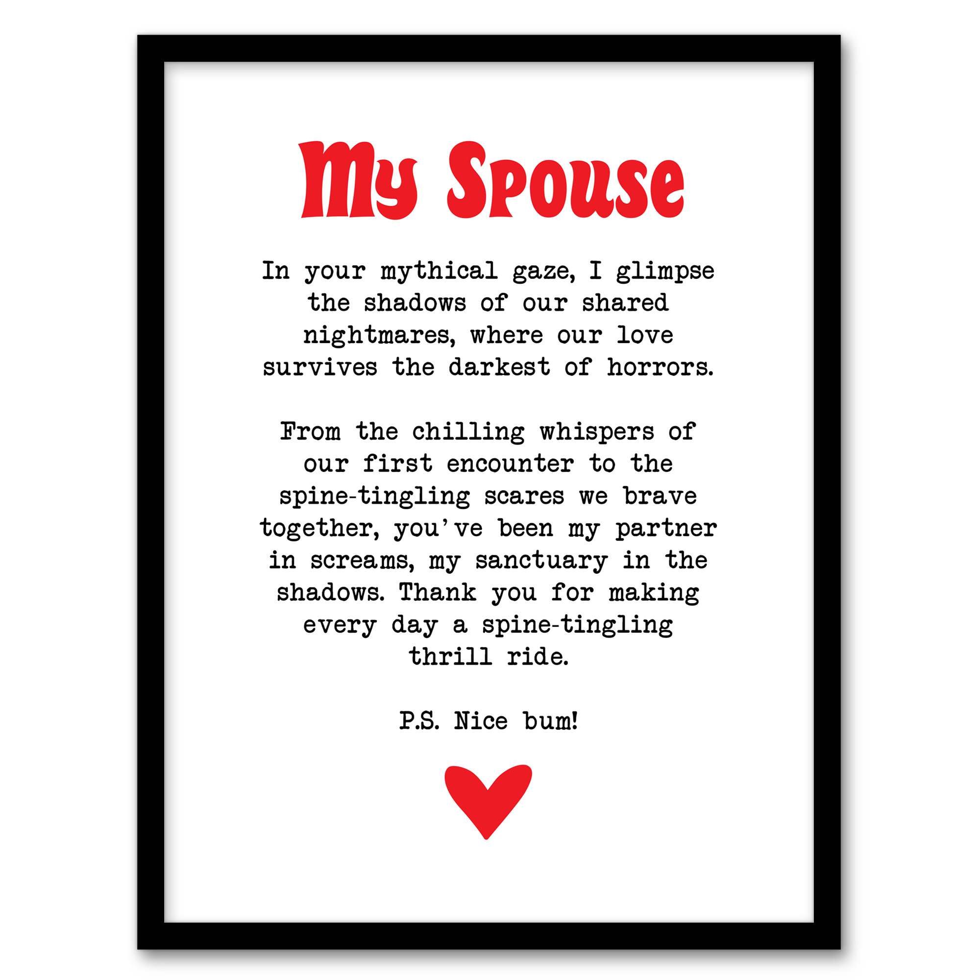 Love Poem Horror Fan Spouse Romantic Poetry Fun Wall Art Poster Print