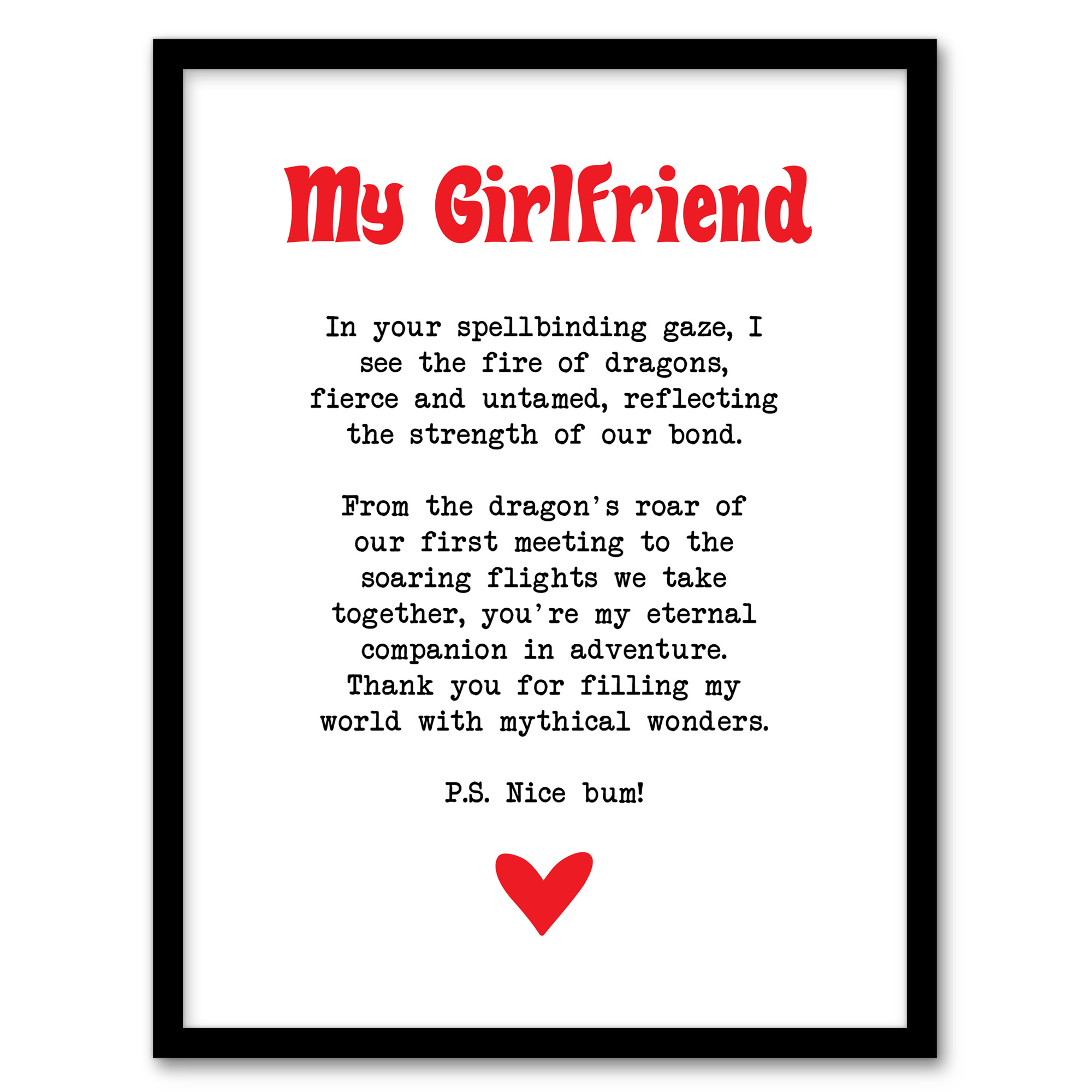 Love Poem Role Play Game Nerd Girlfriend Romantic Wall Art Poster Print