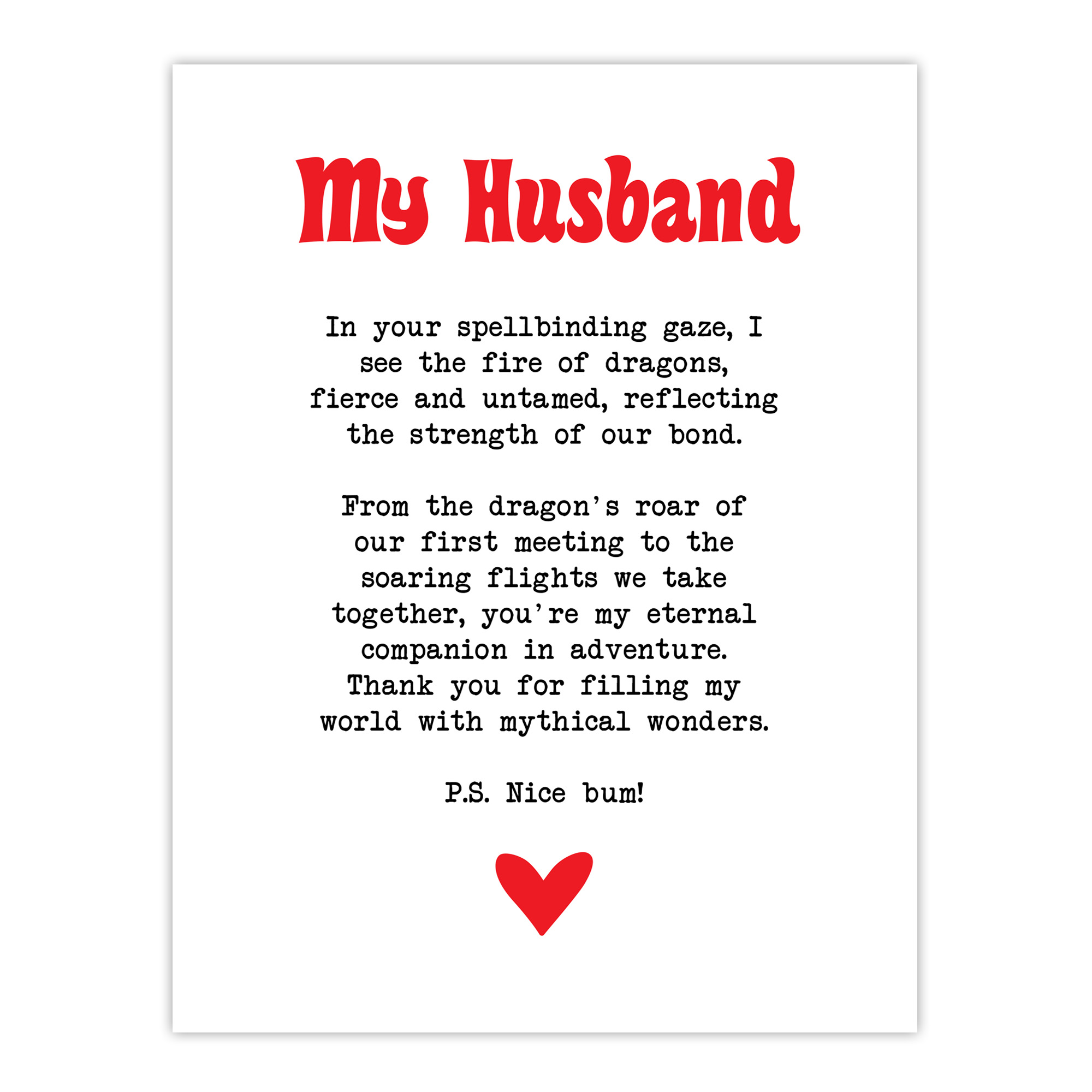 Love Poem Role Play Game Nerd Husband Romantic Wall Art Poster Print