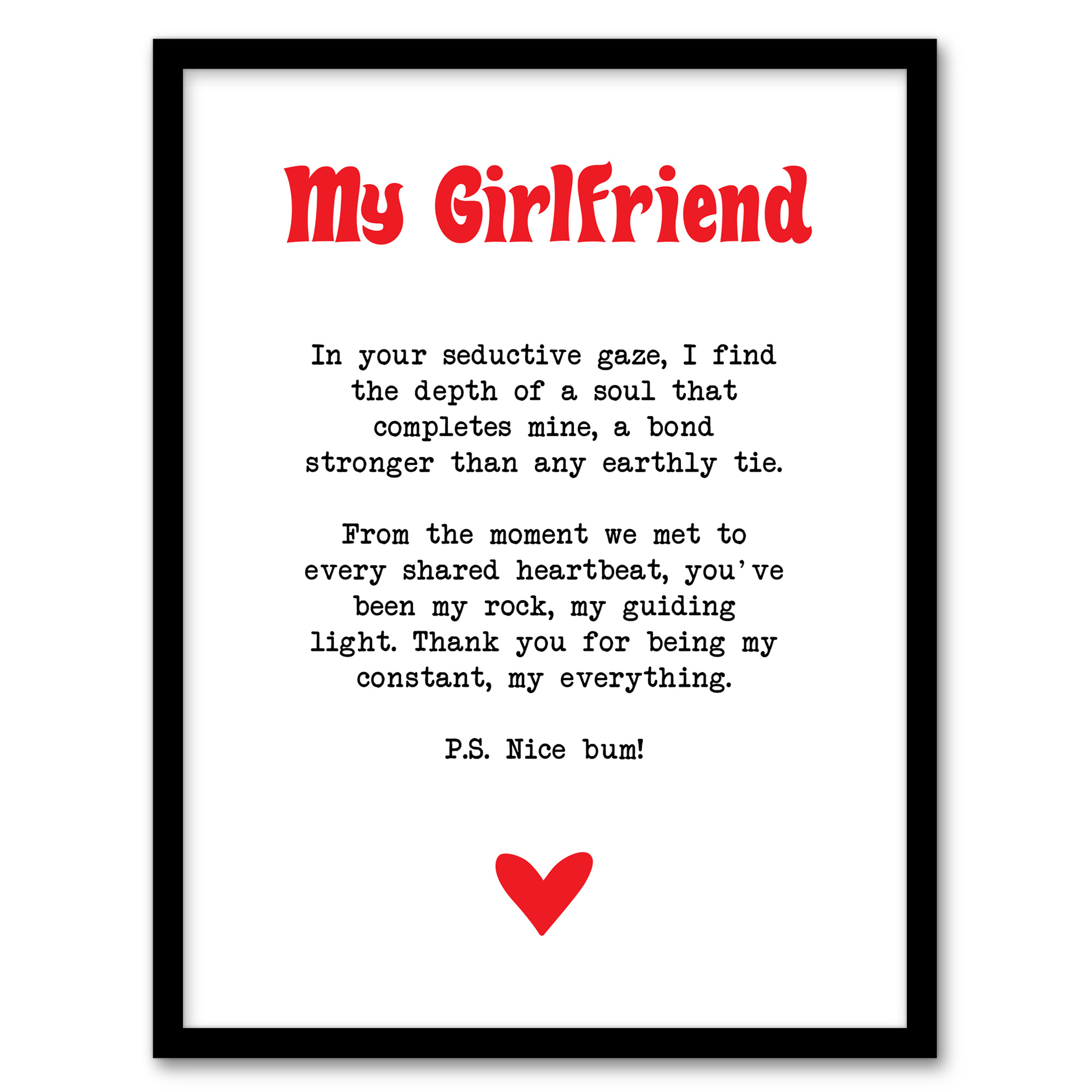 Love Poem My Everything Girlfriend Romantic Sweet Wall Art Poster Print