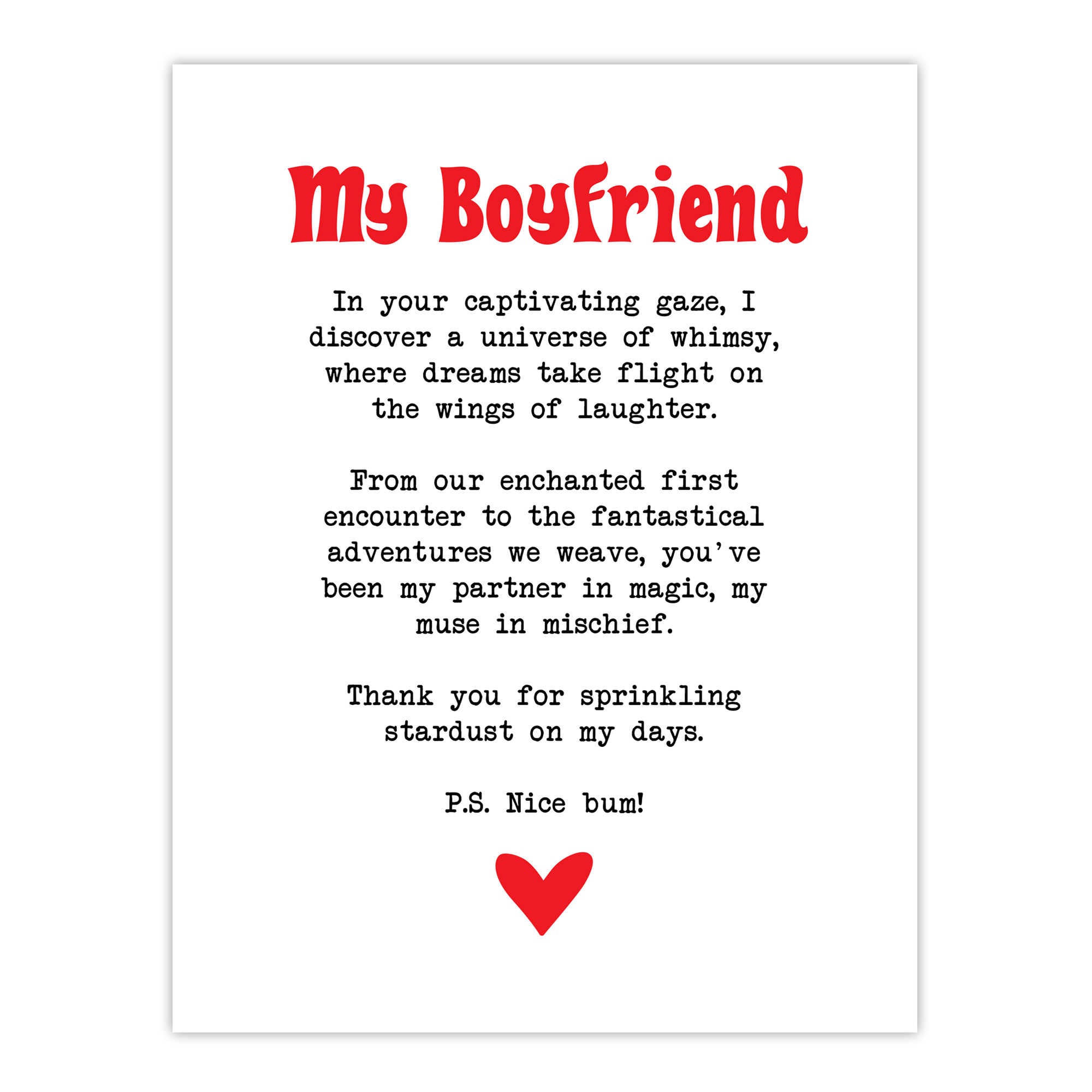 Love Poem Whimsy Magic Boyfriend Romantic Poetry Wall Art Poster Print