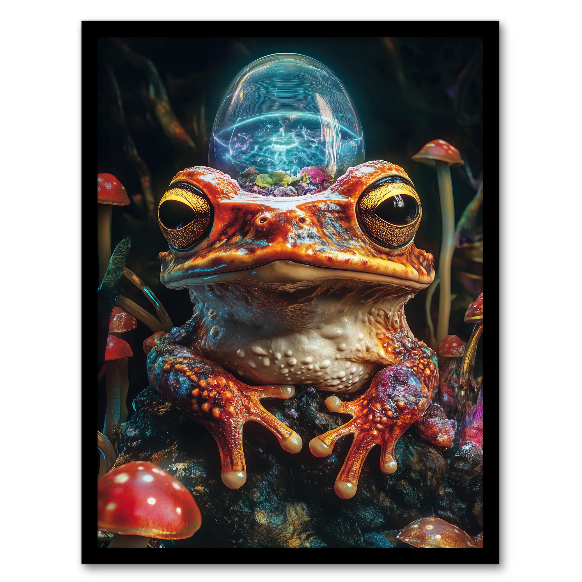 Surreal Toad Mushrooms Trippy Psychedelic Art Wall Art Poster Print