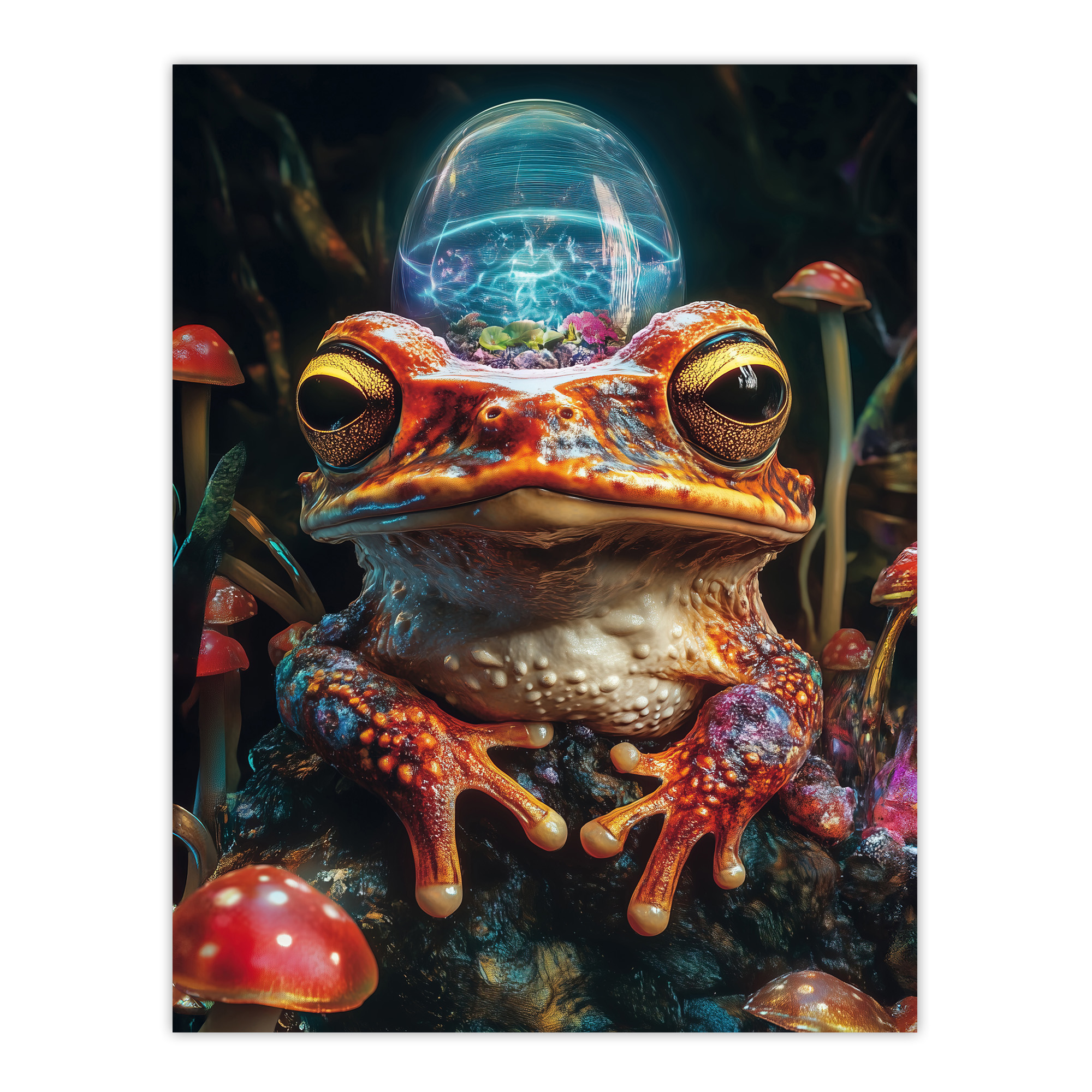 Surreal Toad Mushrooms Trippy Psychedelic Art Wall Art Poster Print
