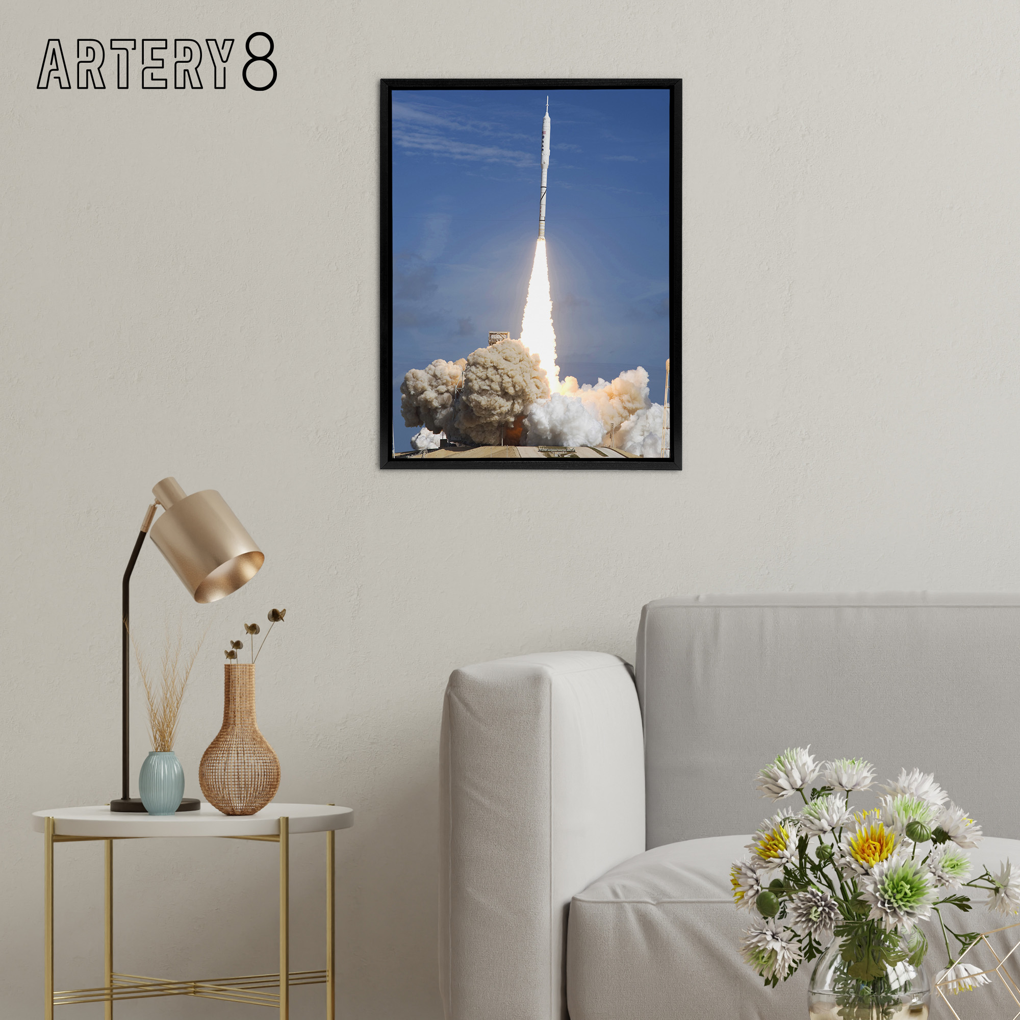 Space NASA Ares I X Rocket Launch Framed Canvas Wall Art Print