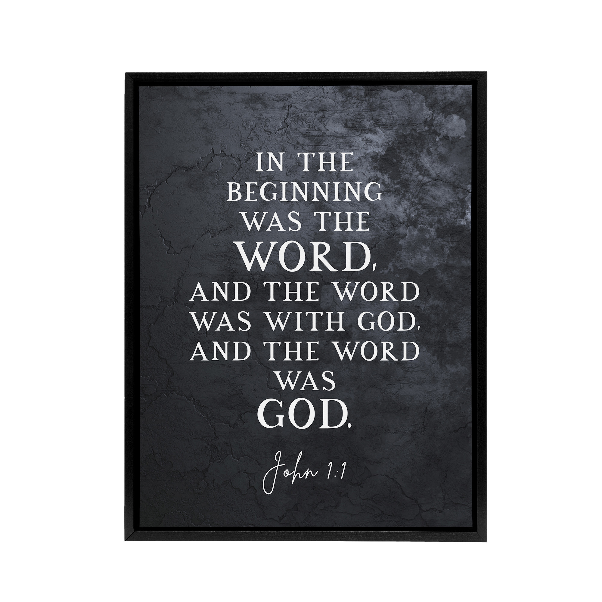 John 1 The Word Was God Christian Bible Quote Framed Canvas Wall Art Print