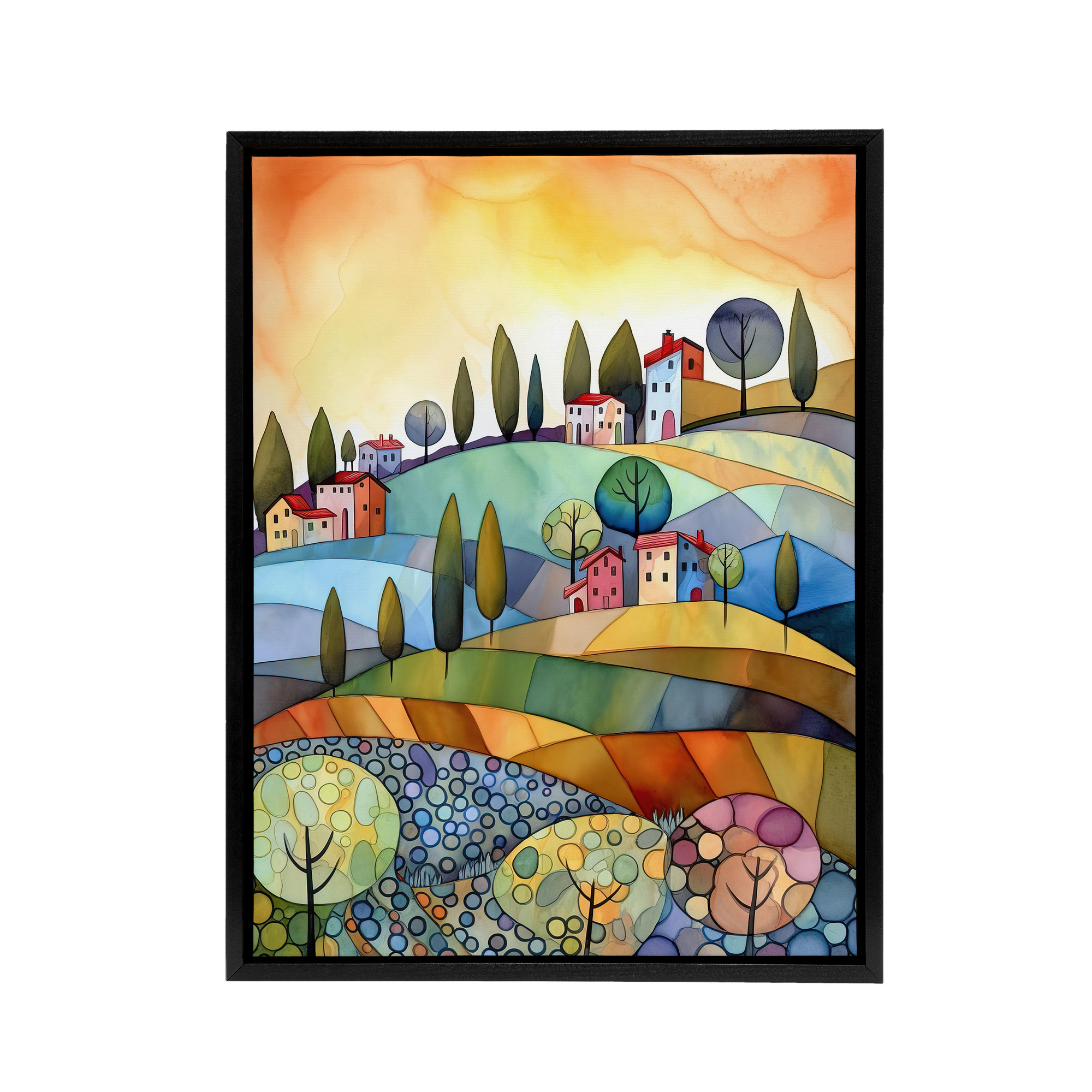 Italian Countryside Landscape Framed Canvas Wall Art Print
