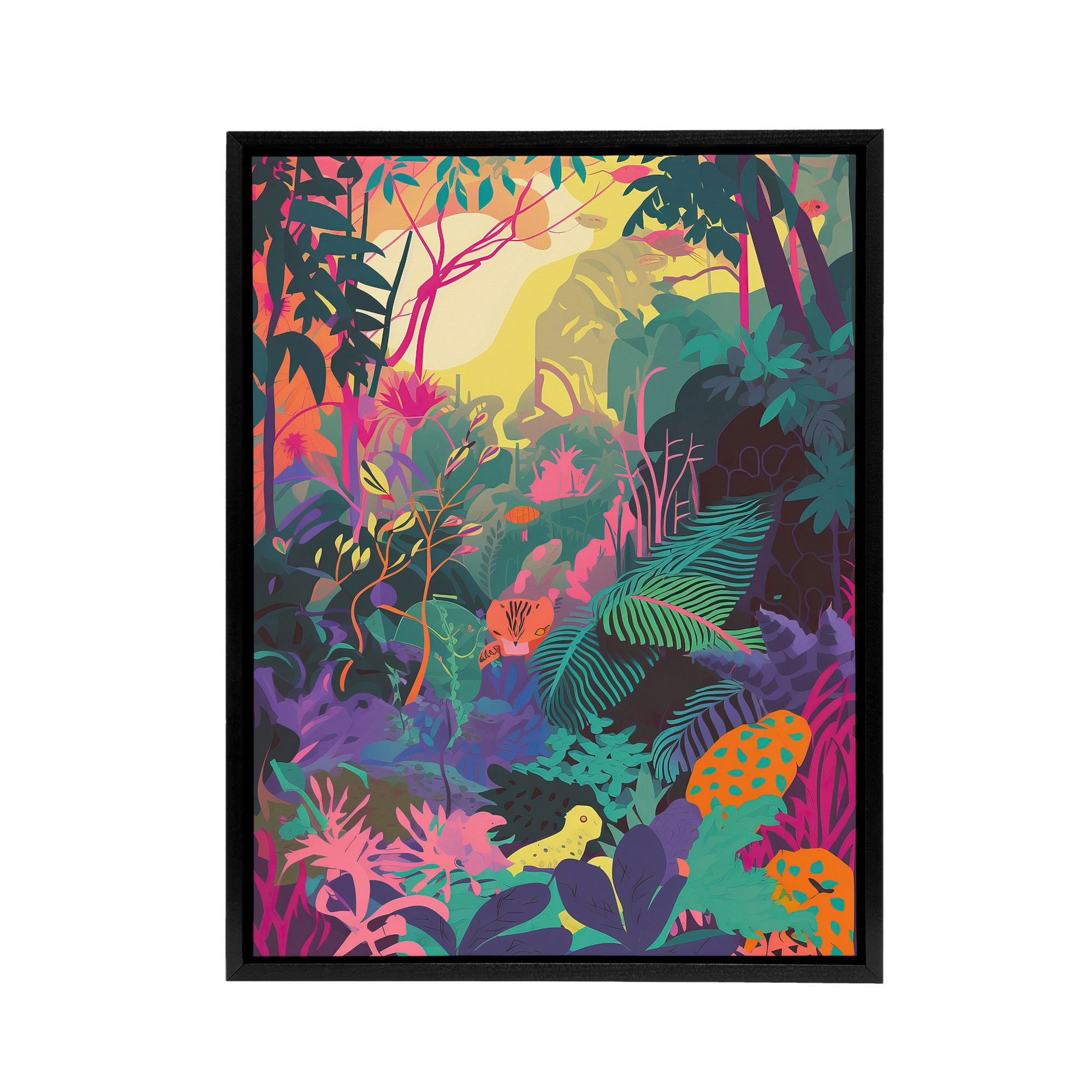 Vibrant Tropical Rainforest Sunrise Framed Canvas Wall Art Print