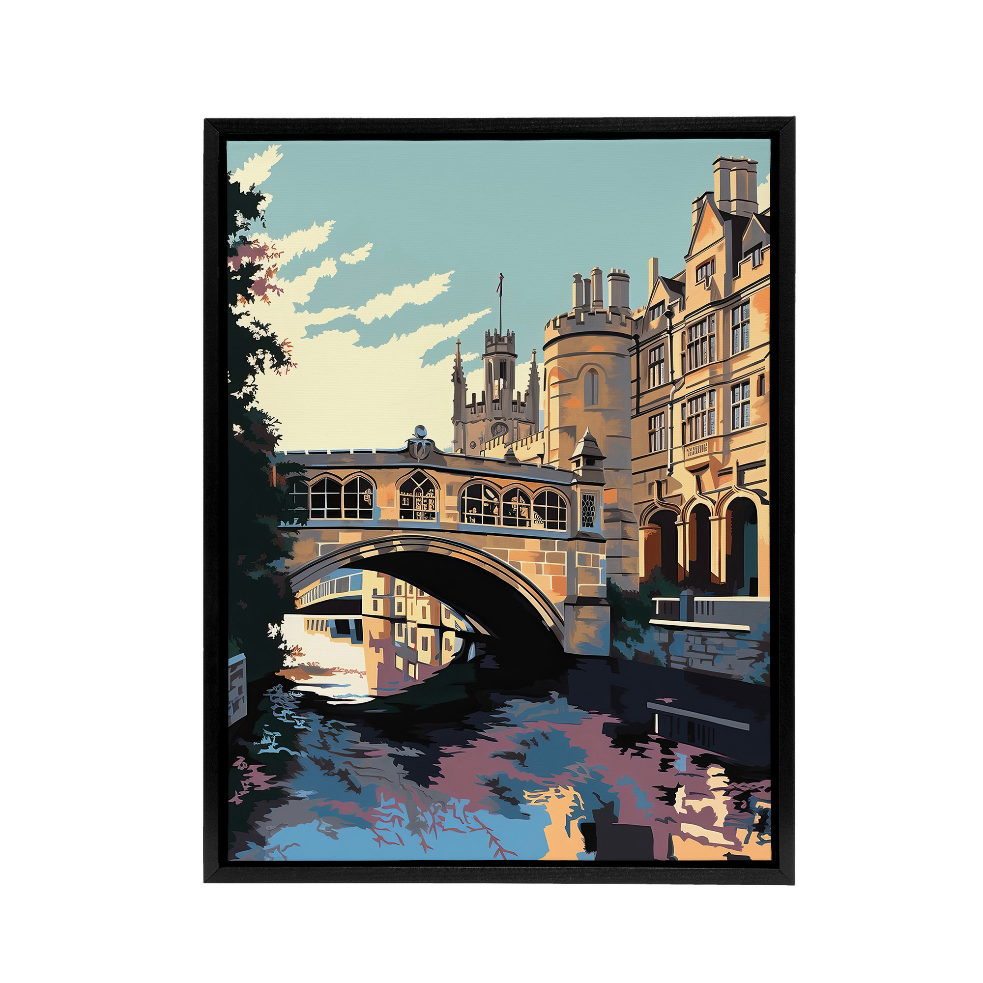Bridge Of Sighs Cambridge Cam River Framed Canvas Wall Art Print