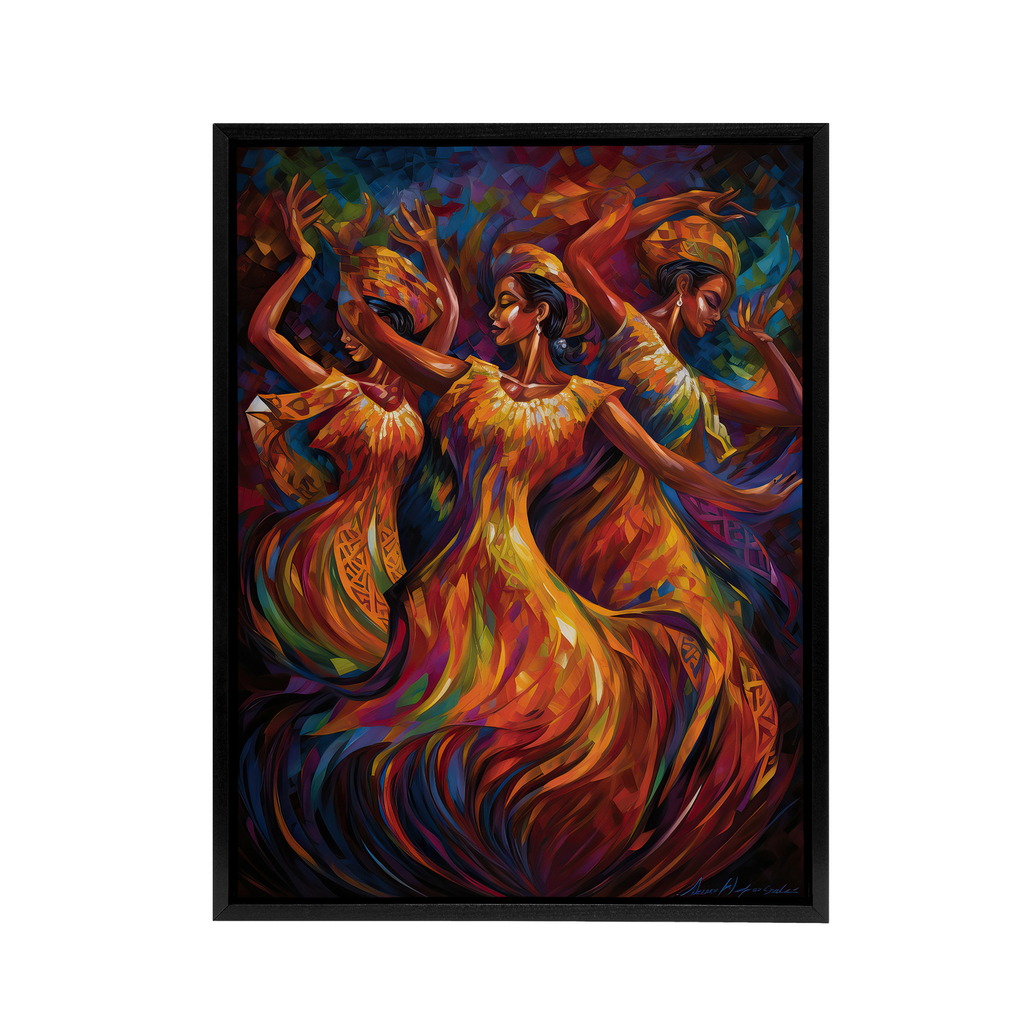 Latino Salsa Music Dance Colourful Framed Canvas Abstract Wall Art Print