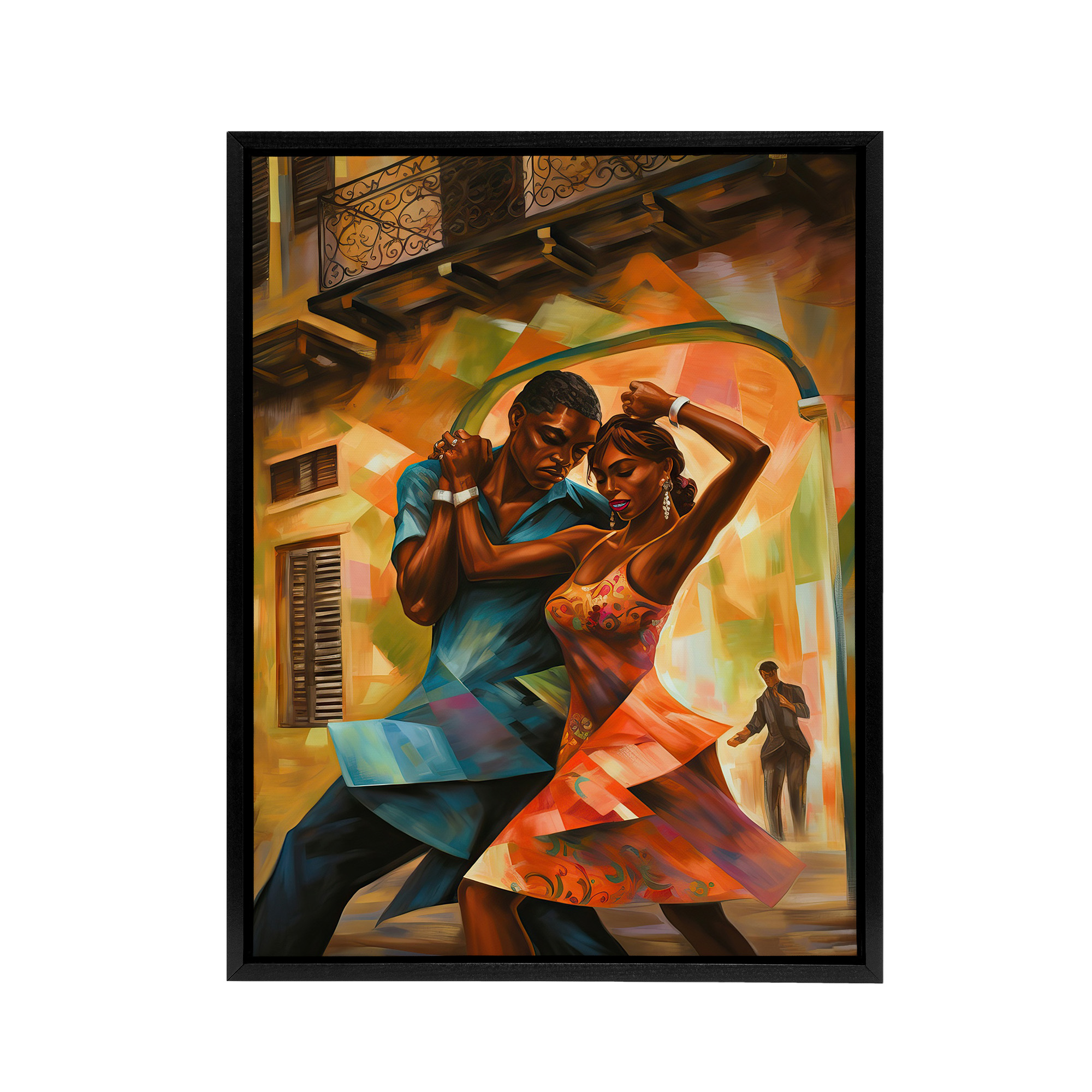 Salsa Cuban Street Dance Colourful Framed Canvas Wall Art Print