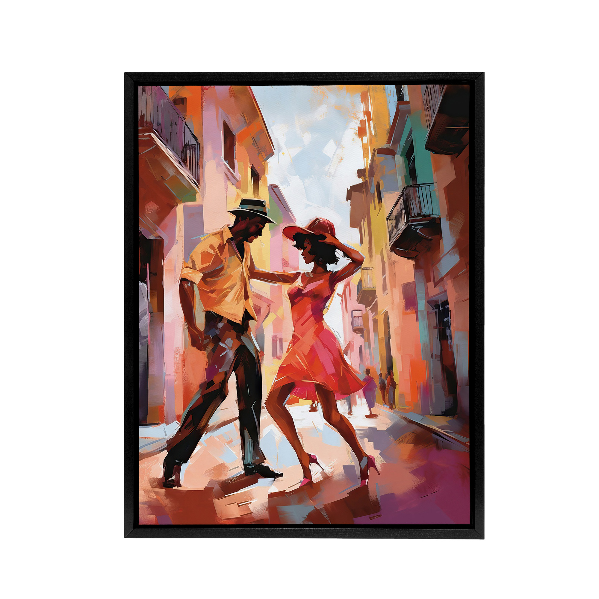 Salsa Street Dance Mambo Colourful Framed Canvas Wall Art Print