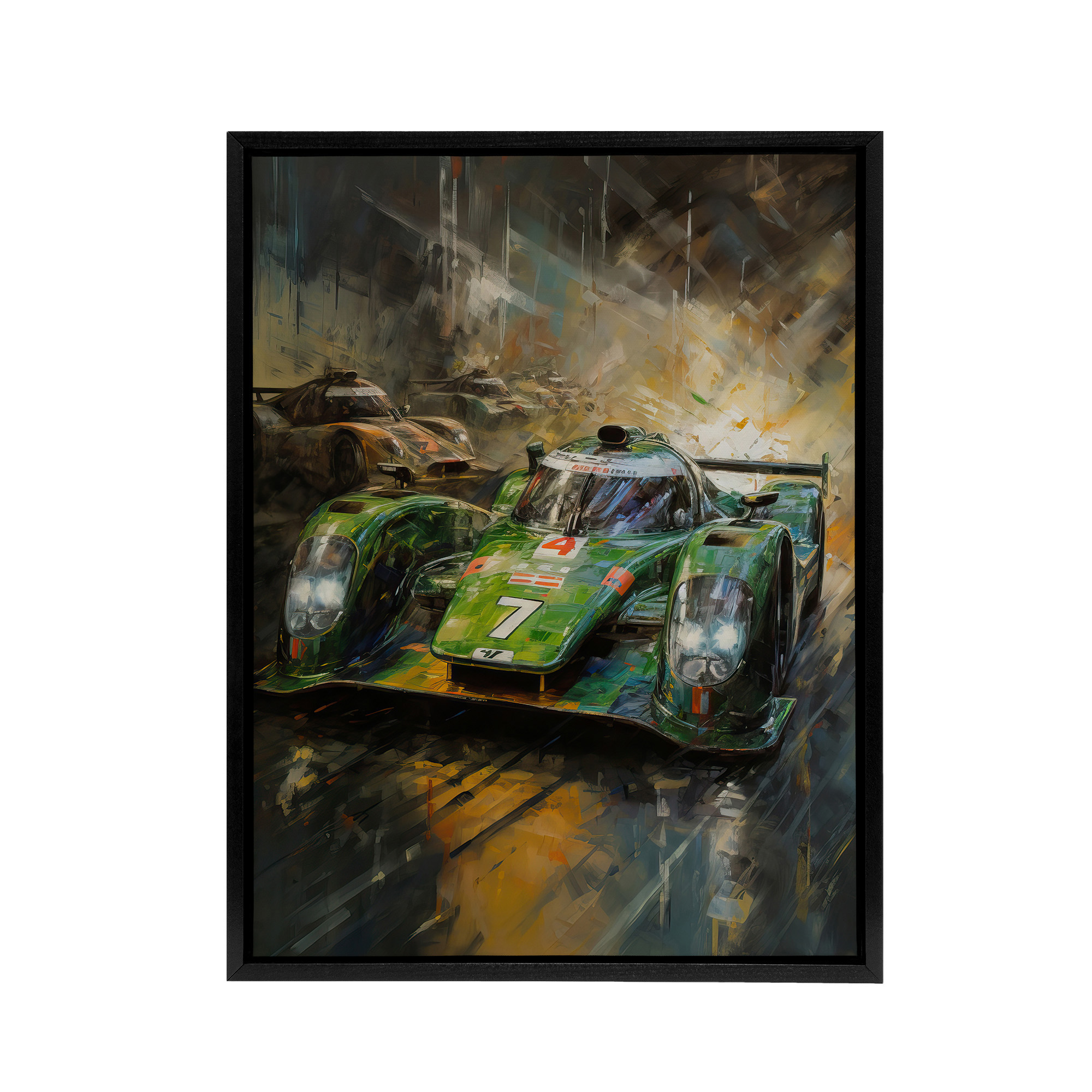 Futuristic Motorsport Car Racing Framed Canvas Wall Art Print